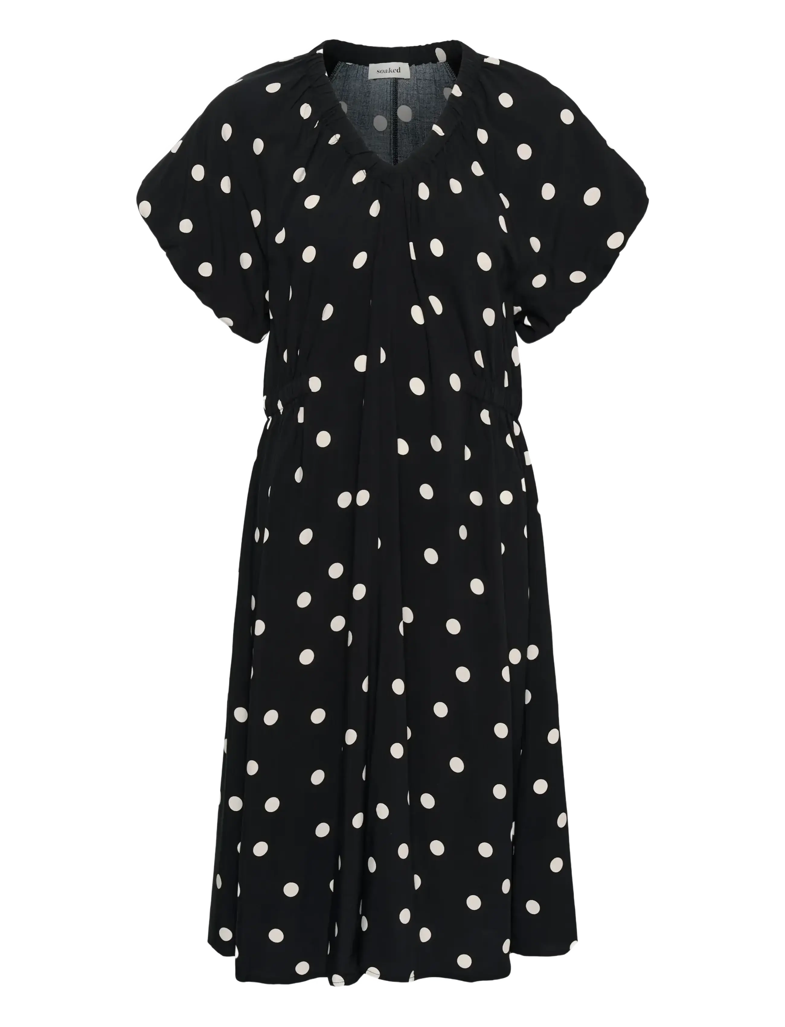 Soaked SLArjana Balloon Dress - Dresses - BLACK WITH OATMEAL DOT / black