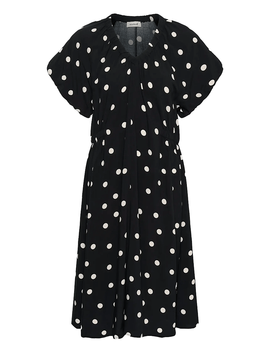 Soaked - SLArjana Balloon Dress - midikleider - black with oatmeal dot - 1