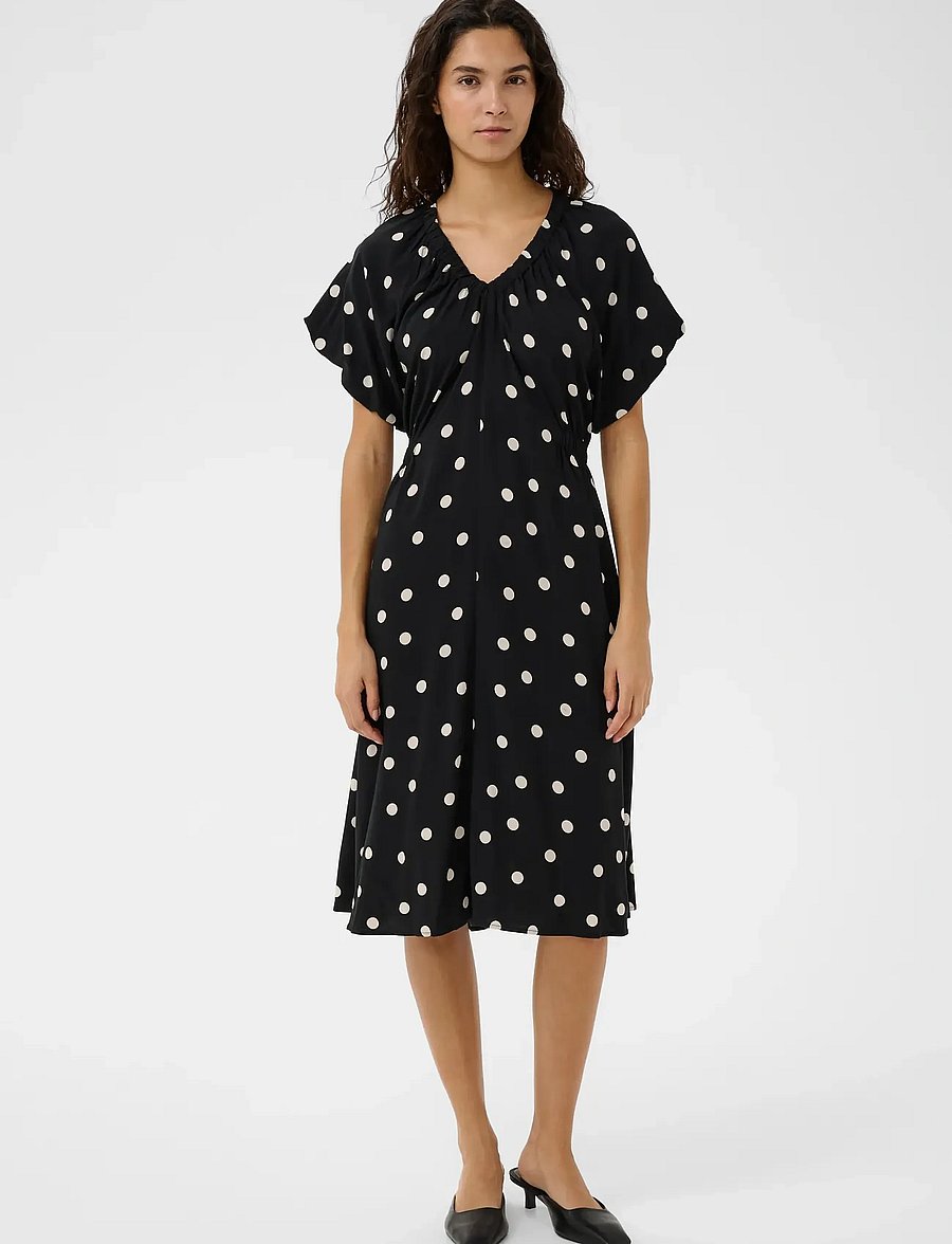 Soaked - SLArjana Balloon Dress - midikleider - black with oatmeal dot - 3