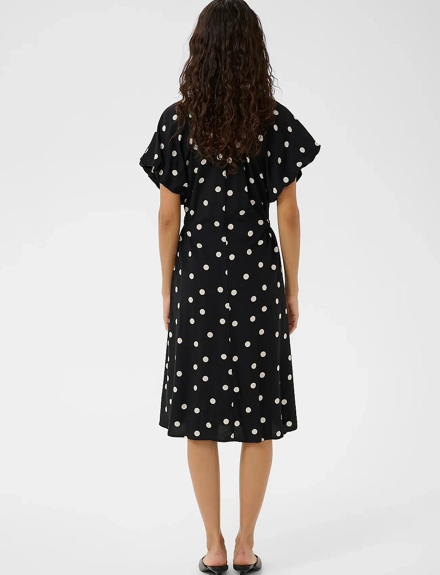 Soaked - SLArjana Balloon Dress - midikleider - black with oatmeal dot - 4