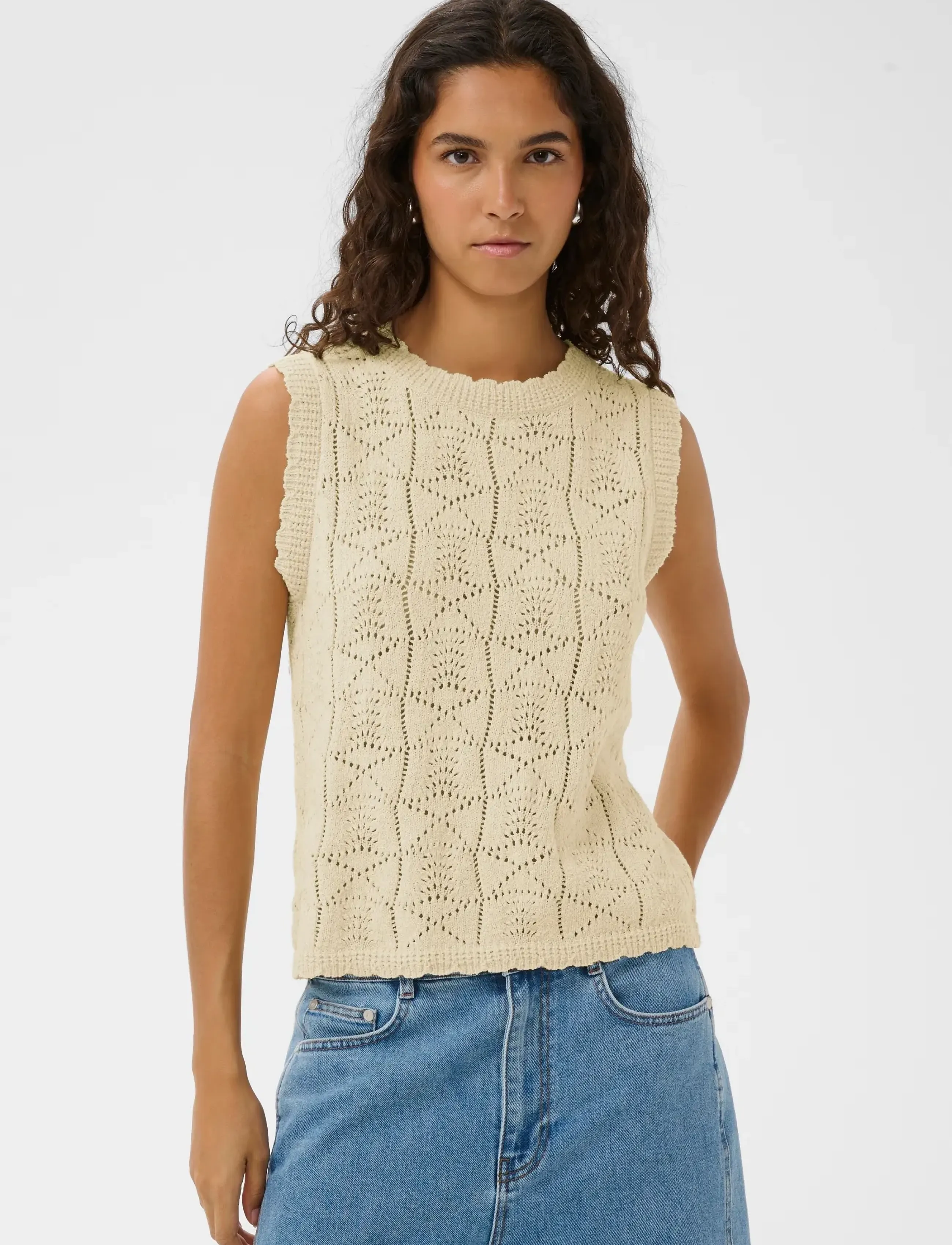 Soaked Slflores Top, M, Cream, Veste > Strikkede Veste, Dame