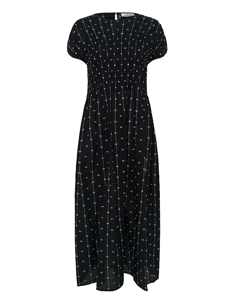 Soaked in Luxury - SLAmelie Dress - midikleidid - black w white dobby - 1