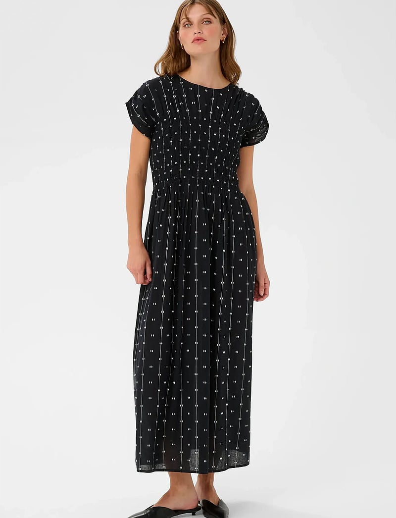 Soaked in Luxury - SLAmelie Dress - midikleidid - black w white dobby - 0