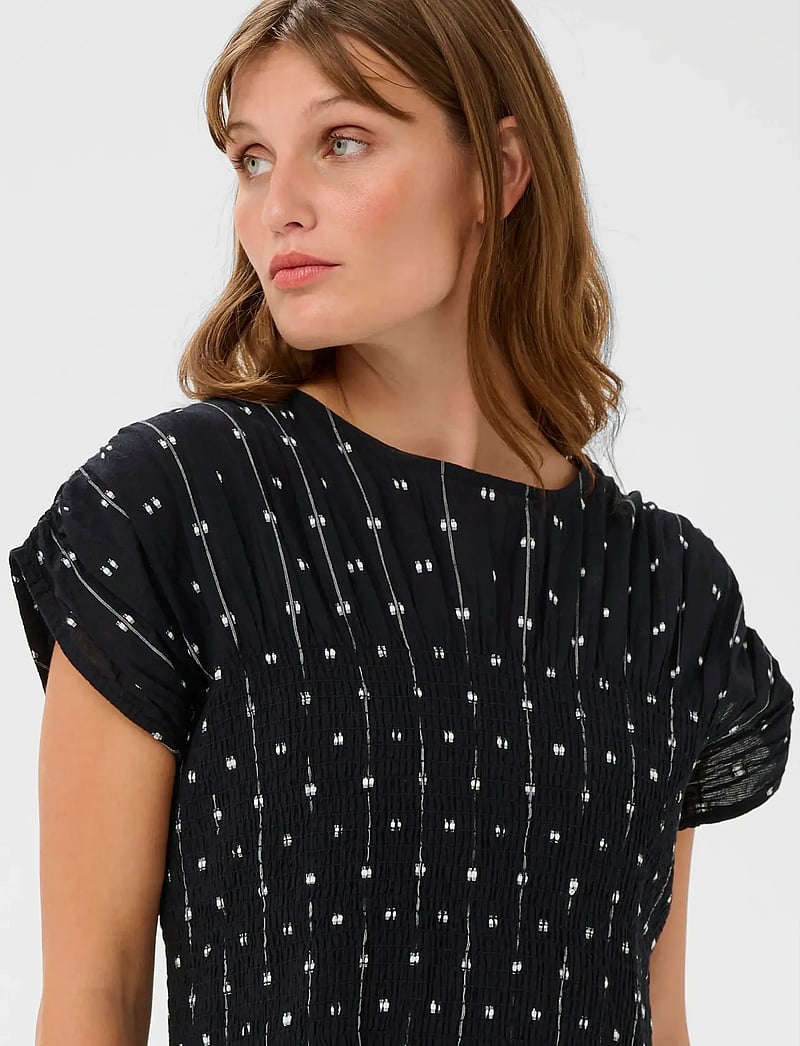 Soaked in Luxury - SLAmelie Dress - midikleidid - black w white dobby - 4