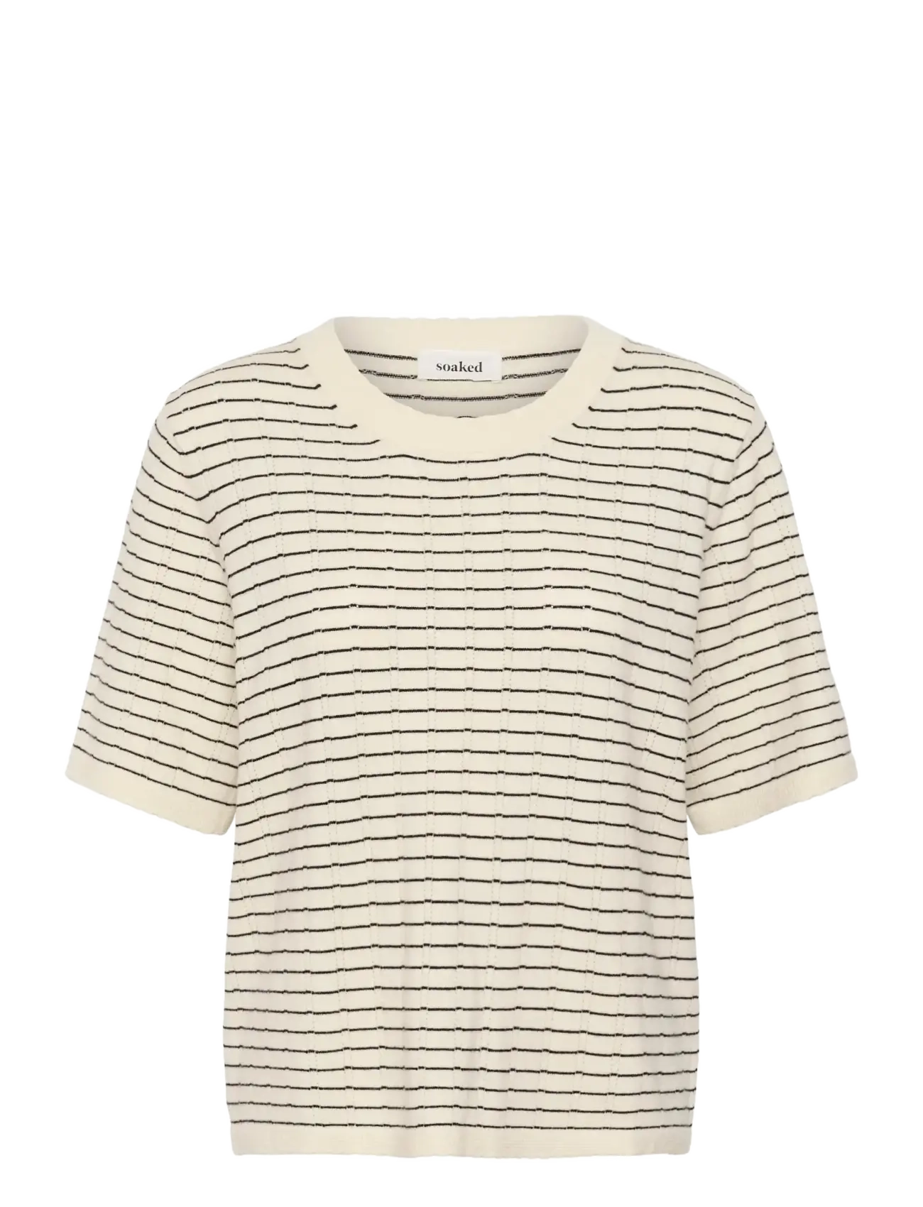 Soaked SLSpina Pullover SS - Transitional Layering - TURTLEDOVE W BLACK STRIPE / cream