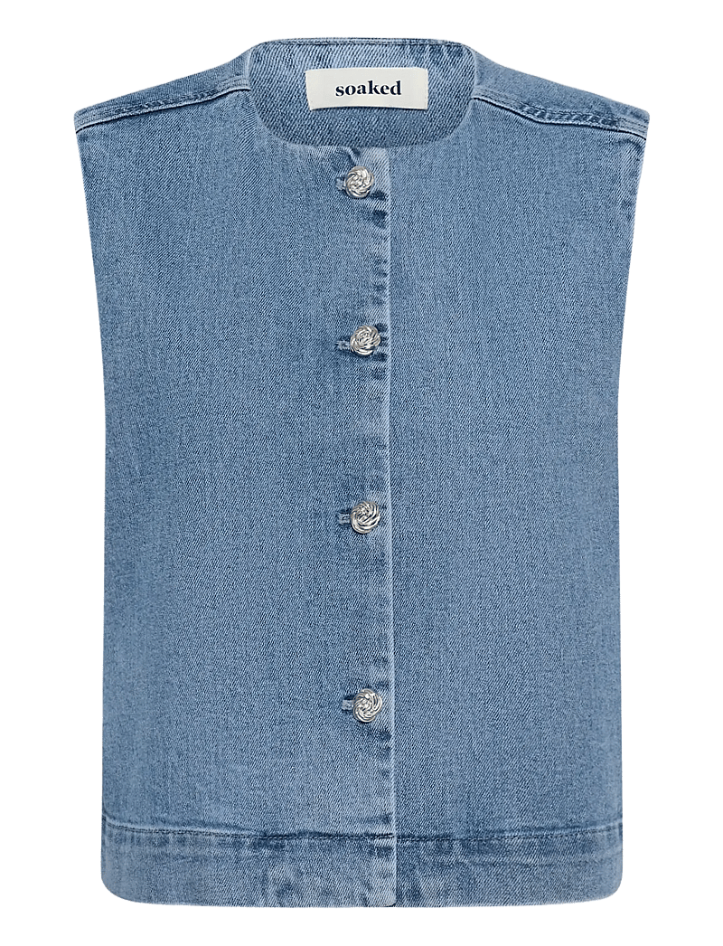 Soaked in Luxury - SLRinatina Waistcoat - denimveste - medium blue denim - 1