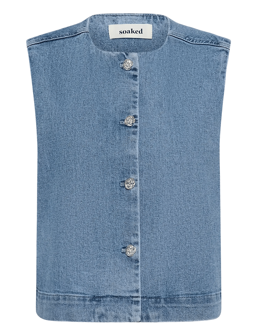 Soaked - SLRinatina Waistcoat - denim vests - medium blue denim - 1