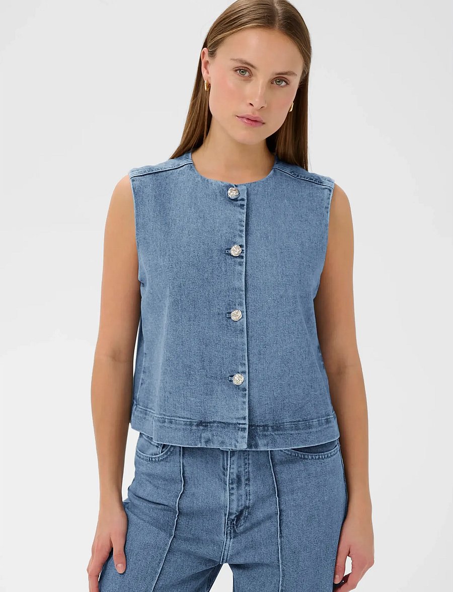 Soaked - SLRinatina Waistcoat - denim vests - medium blue denim - 0