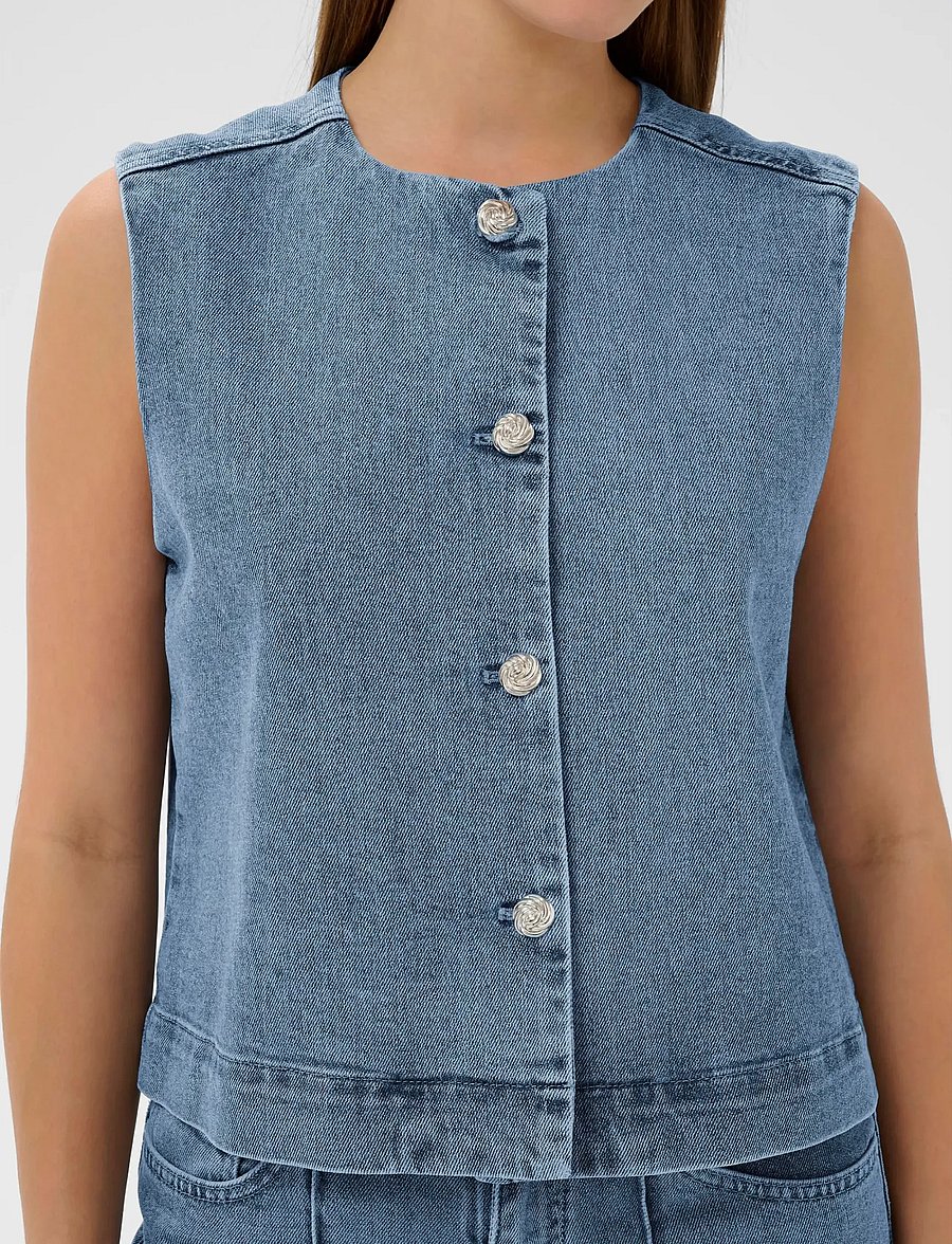 Soaked - SLRinatina Waistcoat - denim vests - medium blue denim - 5