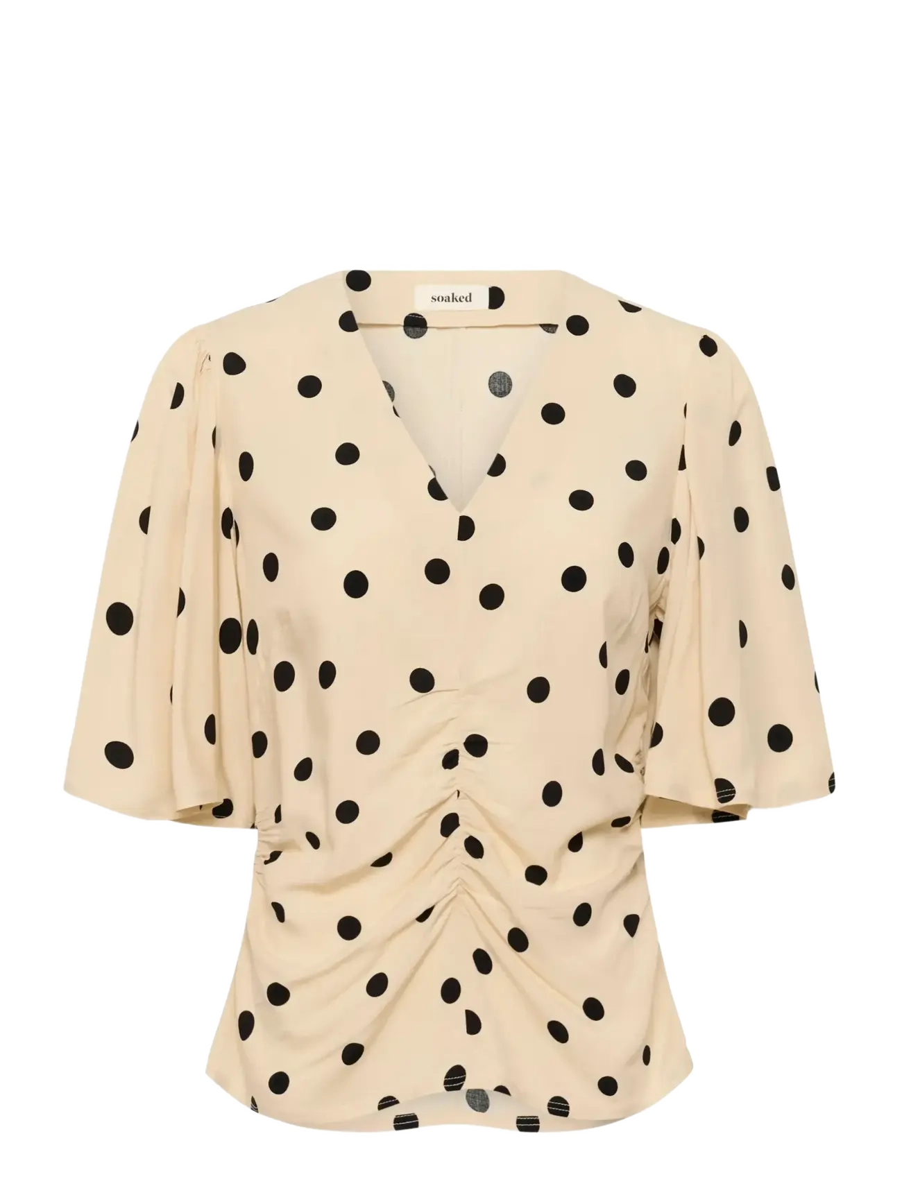 SOAKED Slarjana Ruching Bluse Ss Cream - M - Damen