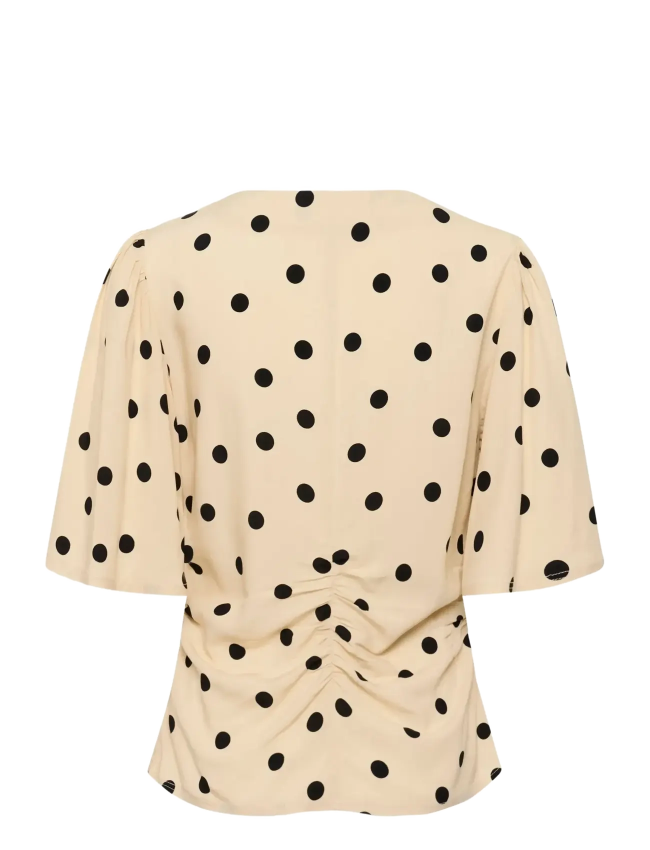 Soaked - SLArjana Ruching Blouse SS - kortærmede bluser - oatmeal with black dots - 2