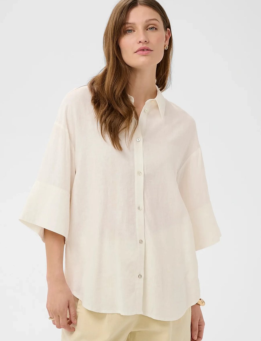 Soaked - SLAria Shirt SS - kortærmede skjorter - broken white - 0