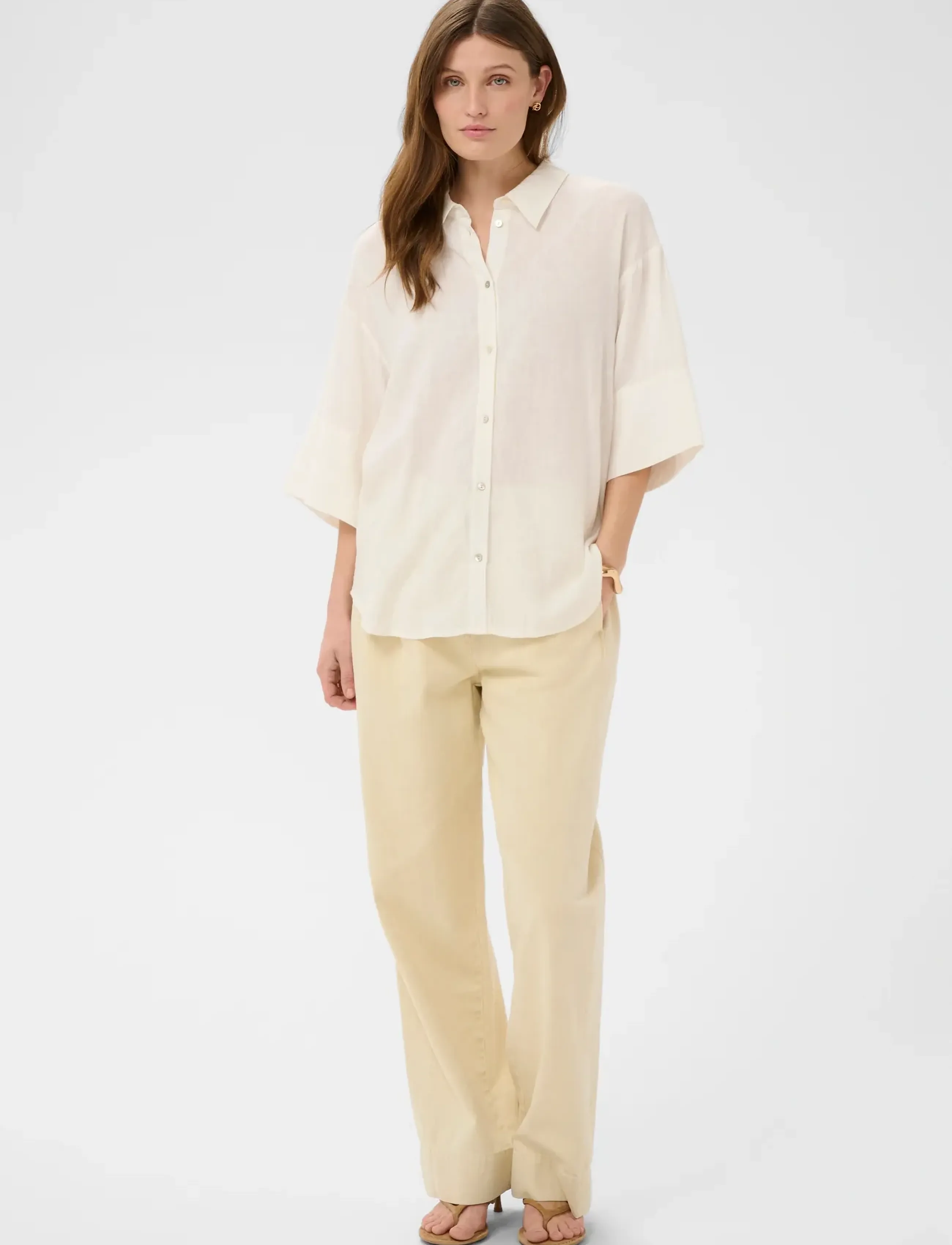 Soaked - SLAria Shirt SS - kortærmede skjorter - broken white - 3