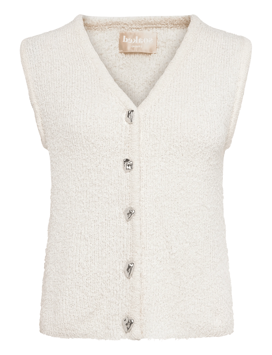 Soaked - SLDamali Waistcoat - strickwesten - broken white - 1