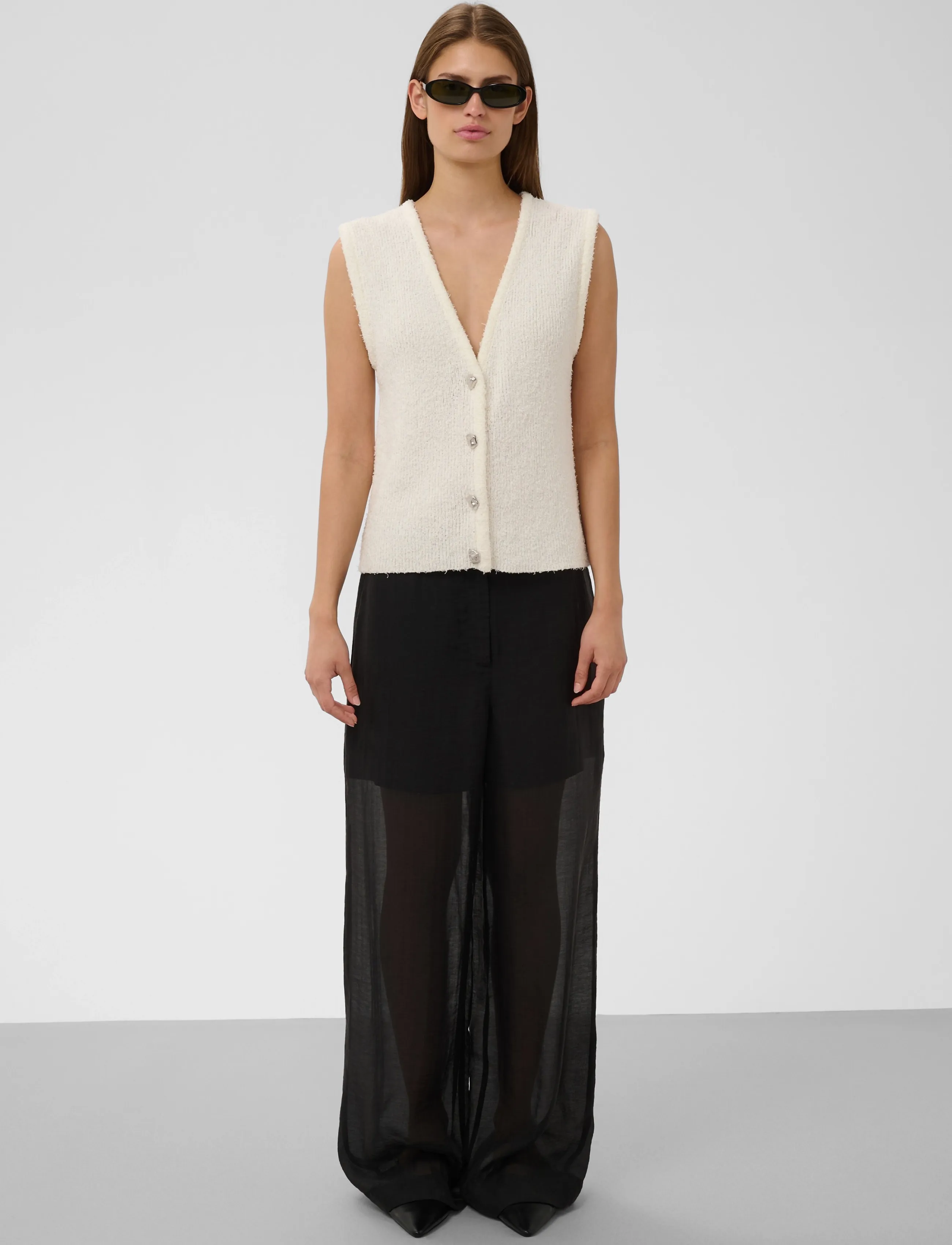 Soaked - SLDamali Waistcoat - stickade västar - broken white - 3