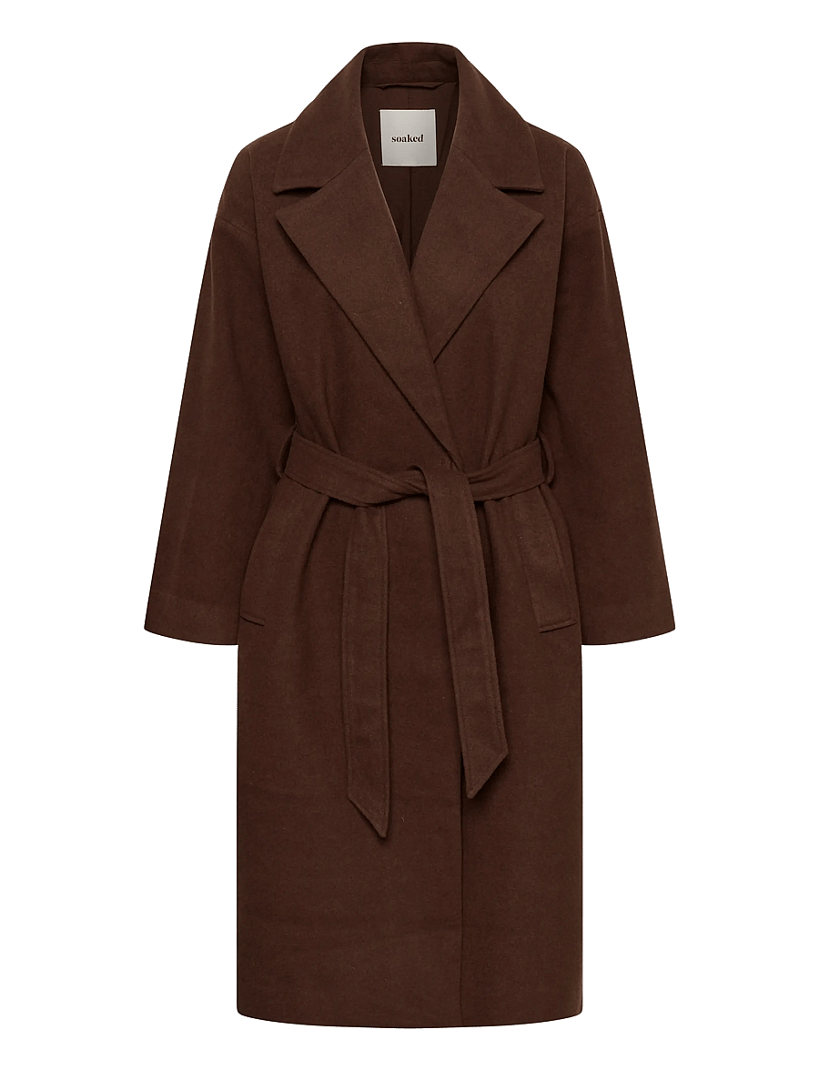 Soaked - SLNubia Belted Coat - potting soil melange - 1