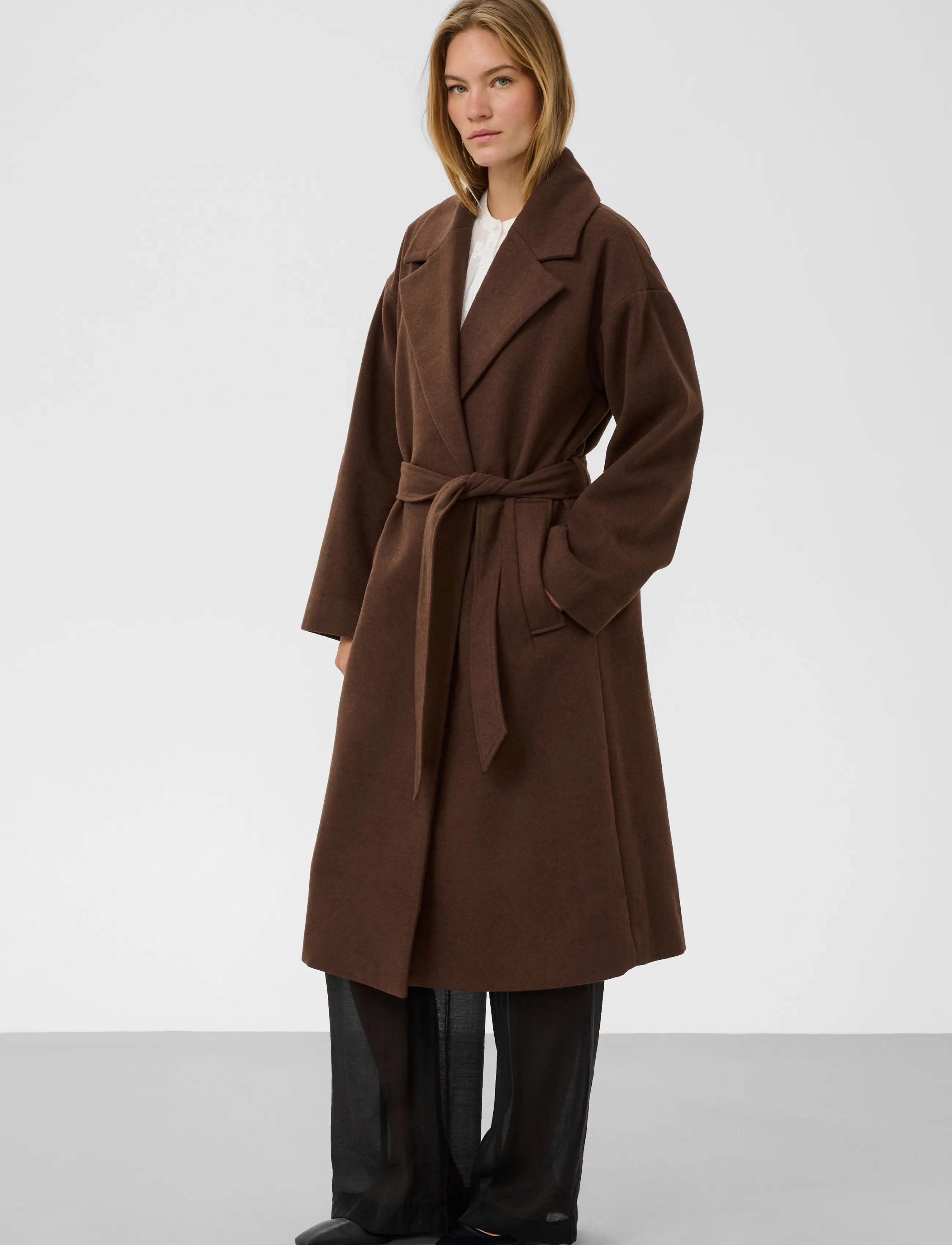 Soaked - SLNubia Belted Coat - potting soil melange - 3