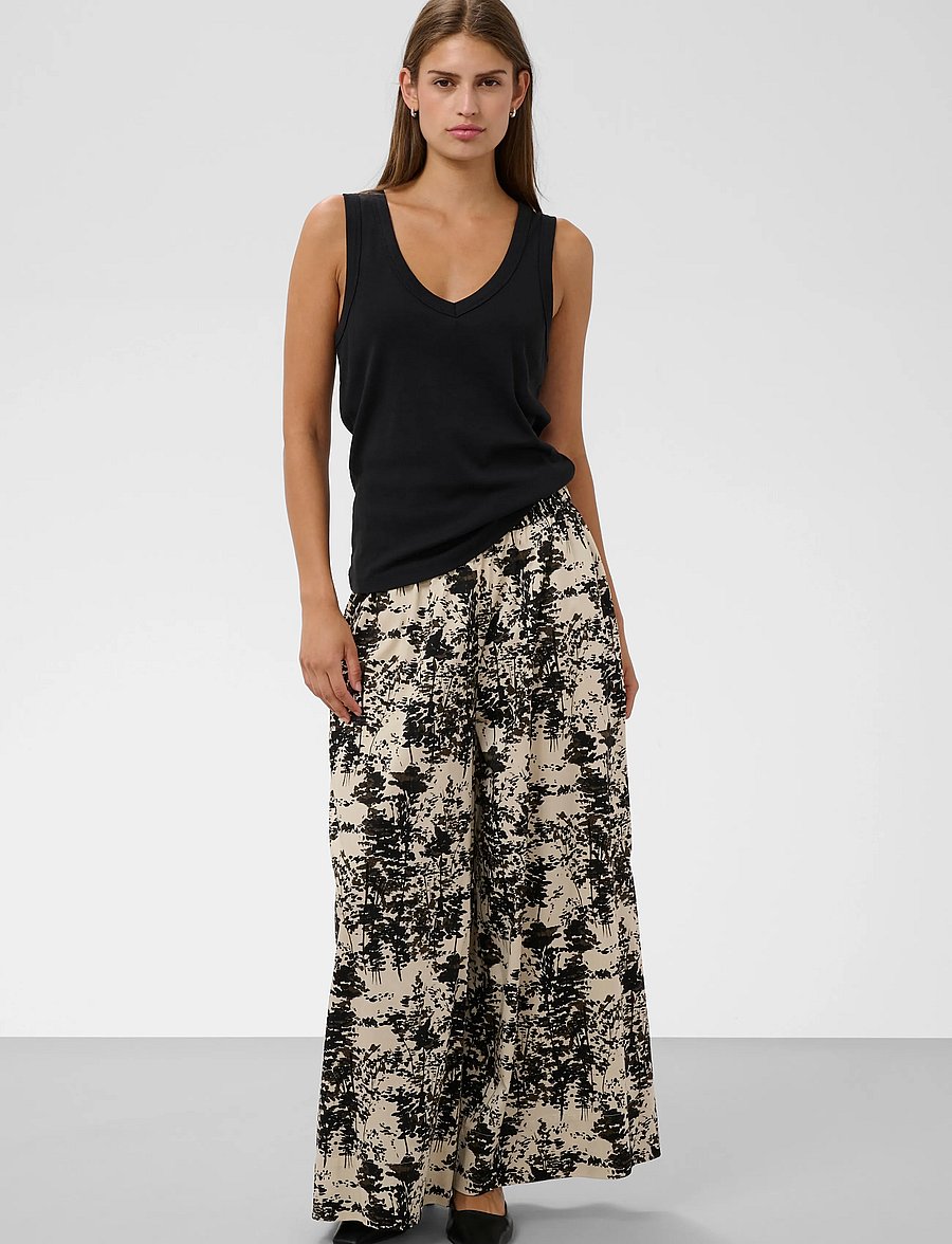 Soaked - SLNaelle Printed Pants - vida byxor - oatmeal forest - 3