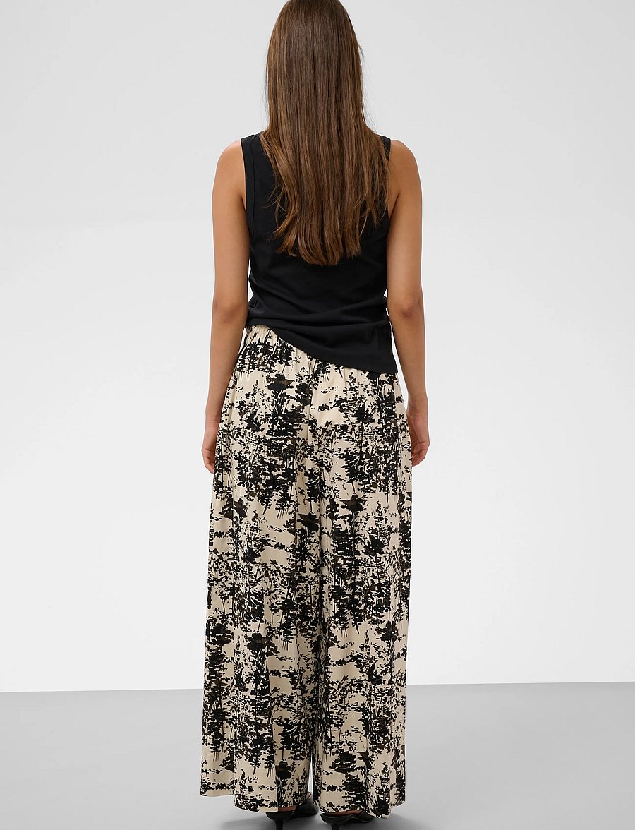 Soaked - SLNaelle Printed Pants - vida byxor - oatmeal forest - 4