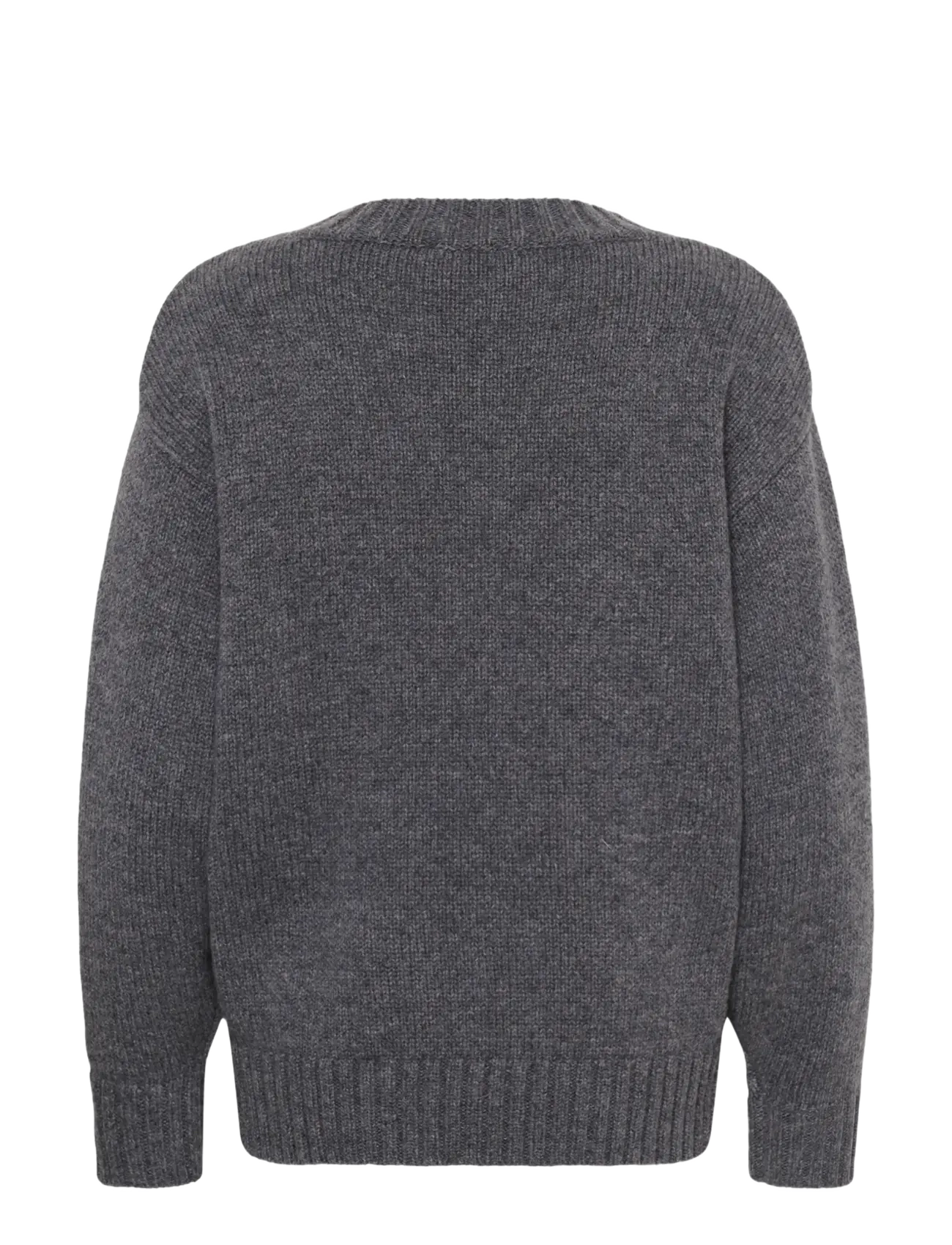 Soaked - SLMoline Triangle V-Neck Pullover - stickade tröjor - grey melange - 2