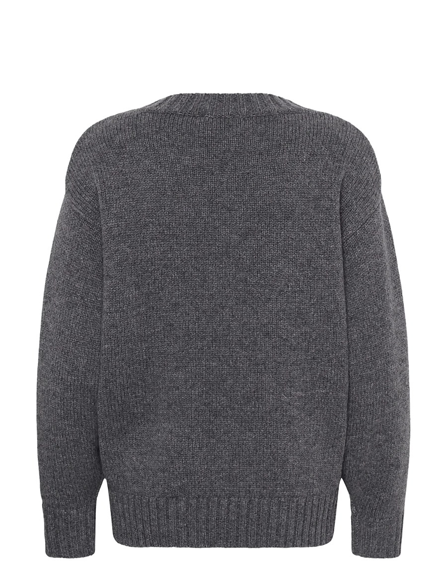 Soaked - SLMoline Triangle V-Neck Pullover - stickade tröjor - grey melange - 2