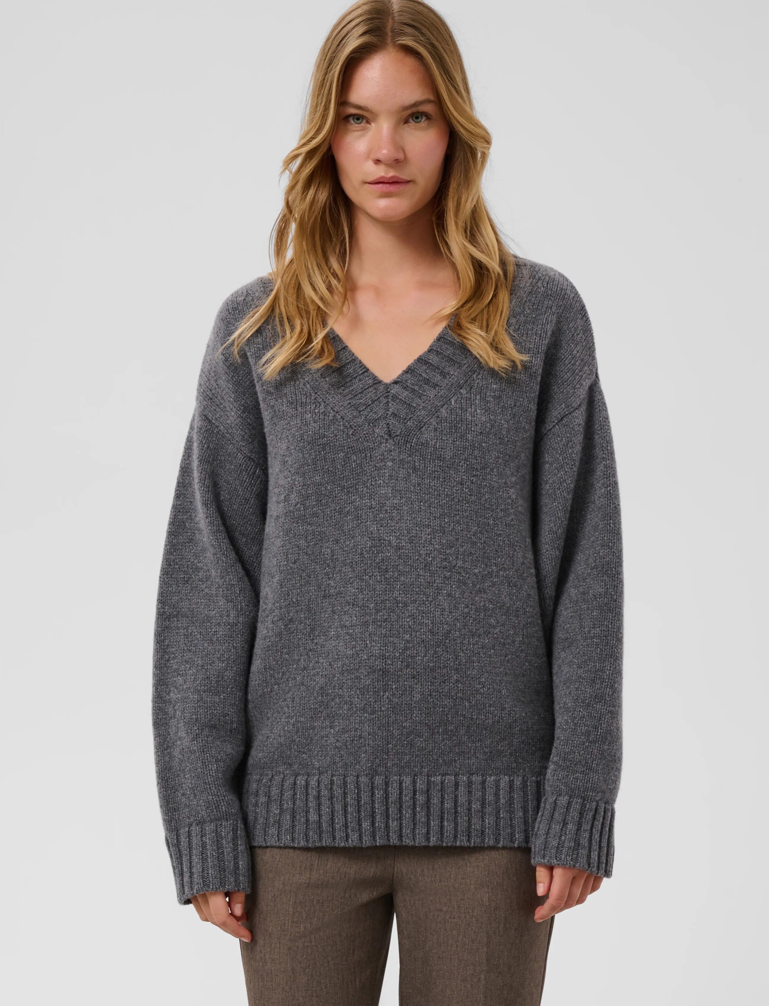 Soaked SLMoline Triangle V-Neck Pullover - Soaked in Luxury - GREY MELANGE / grey