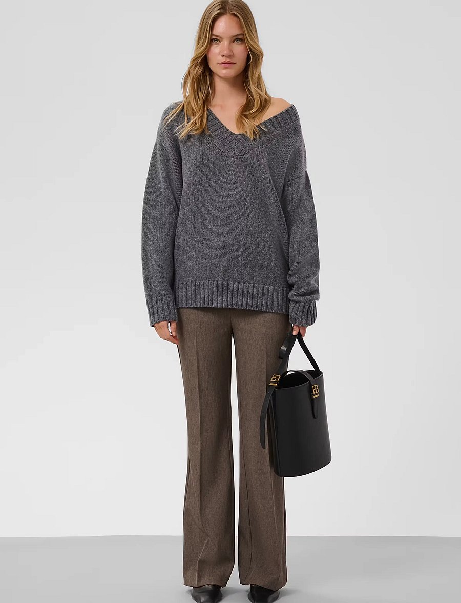 Soaked - SLMoline Triangle V-Neck Pullover - stickade tröjor - grey melange - 3