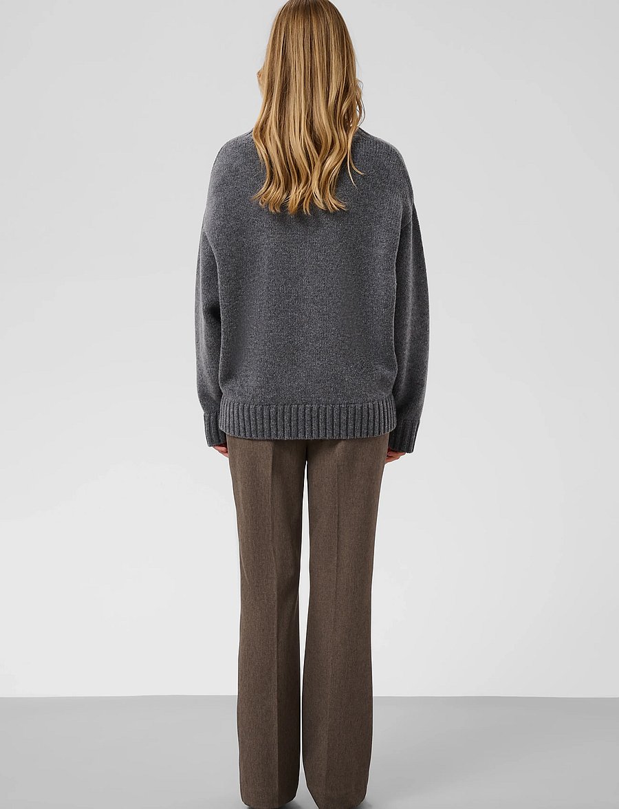 Soaked - SLMoline Triangle V-Neck Pullover - stickade tröjor - grey melange - 4
