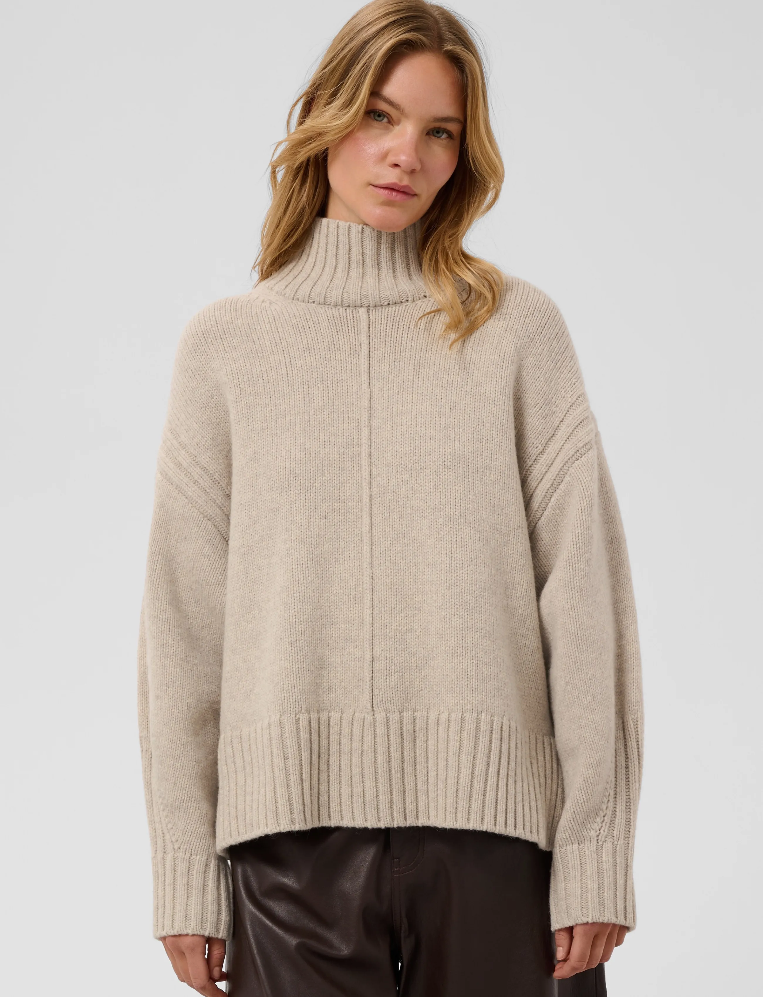 Soaked SLMoline High-Neck Pullover - Soaked in Luxury - PISTACHIO SHELL MELANGE / beige