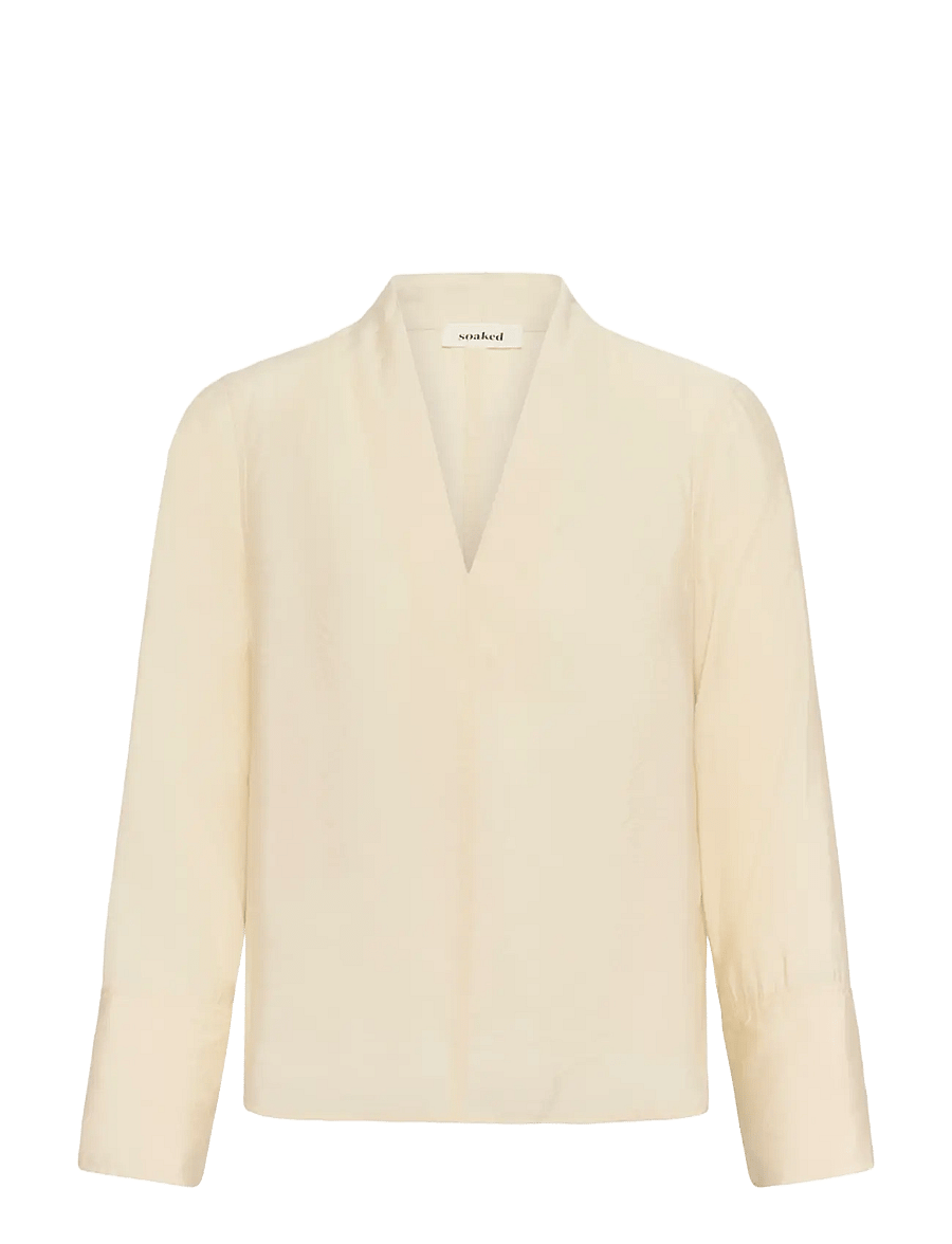 Soaked - SLLeodora Merapi V-neck Blouse - långärmade blusar - pistachio shell - 1
