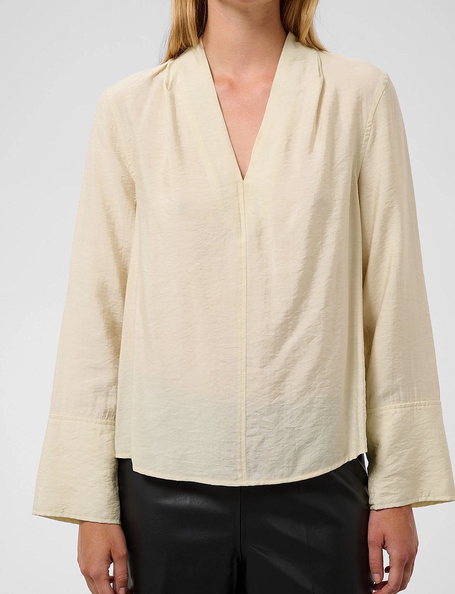 Soaked - SLLeodora Merapi V-neck Blouse - långärmade blusar - pistachio shell - 5
