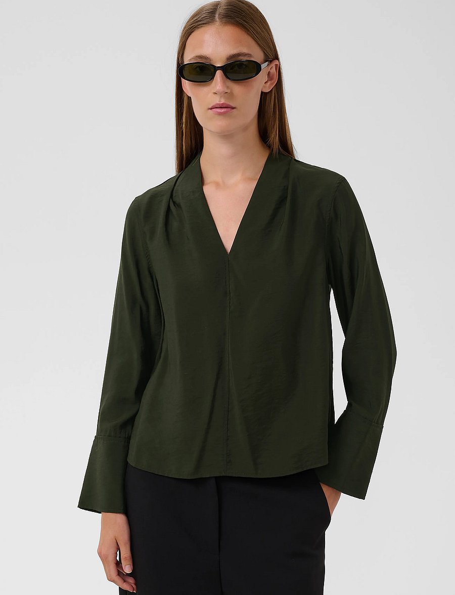 Soaked - SLLeodora Merapi V-neck Blouse - långärmade blusar - rosin - 0
