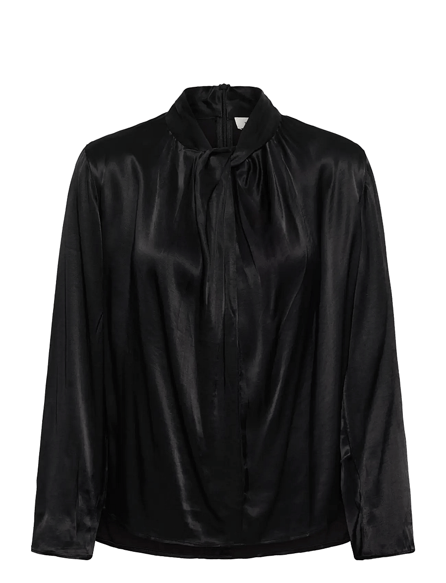 Soaked - SLNadeya Blouse LS - långärmade blusar - black - 1
