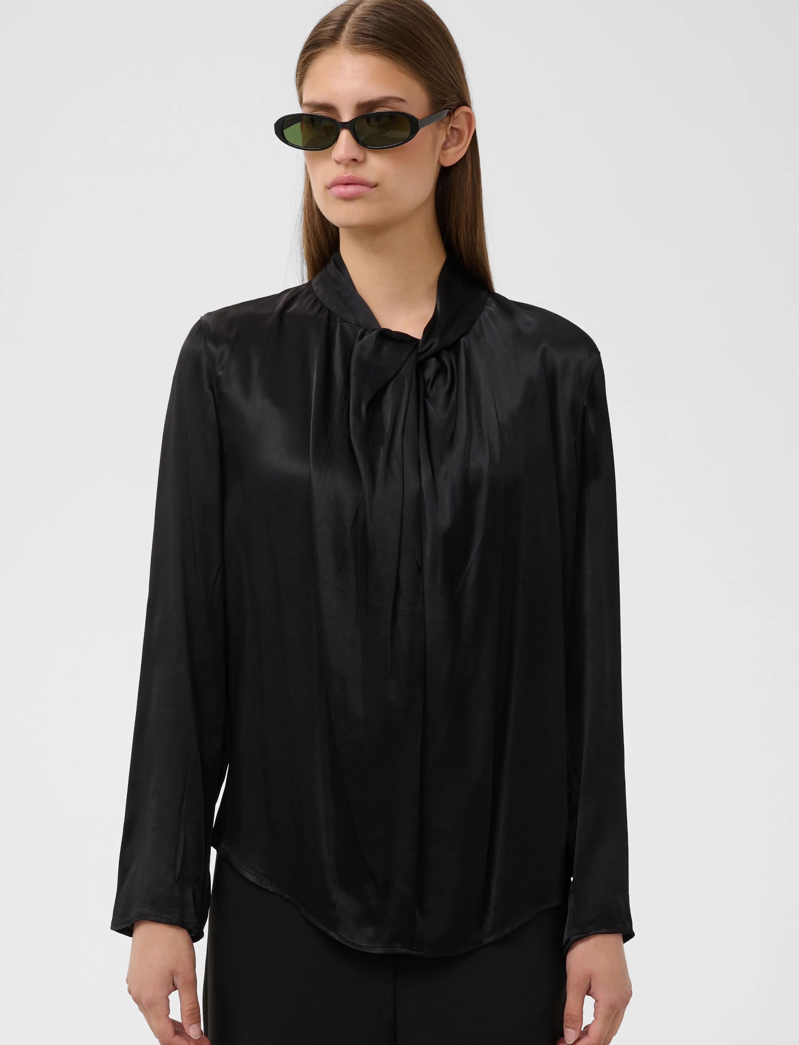 Soaked Slnadeya Blouse Ls, M, Black, Bluser > Langærmede, Dame
