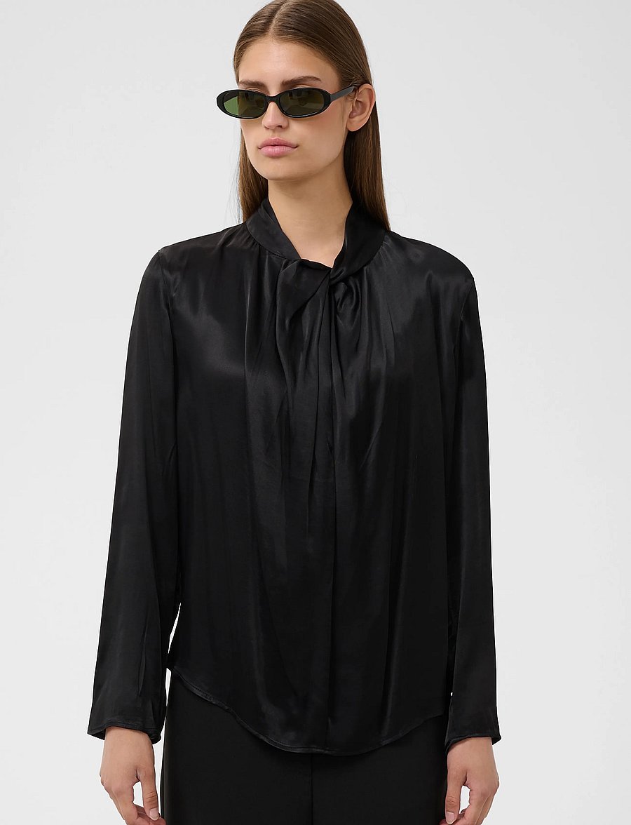 Soaked - SLNadeya Blouse LS - långärmade blusar - black - 0
