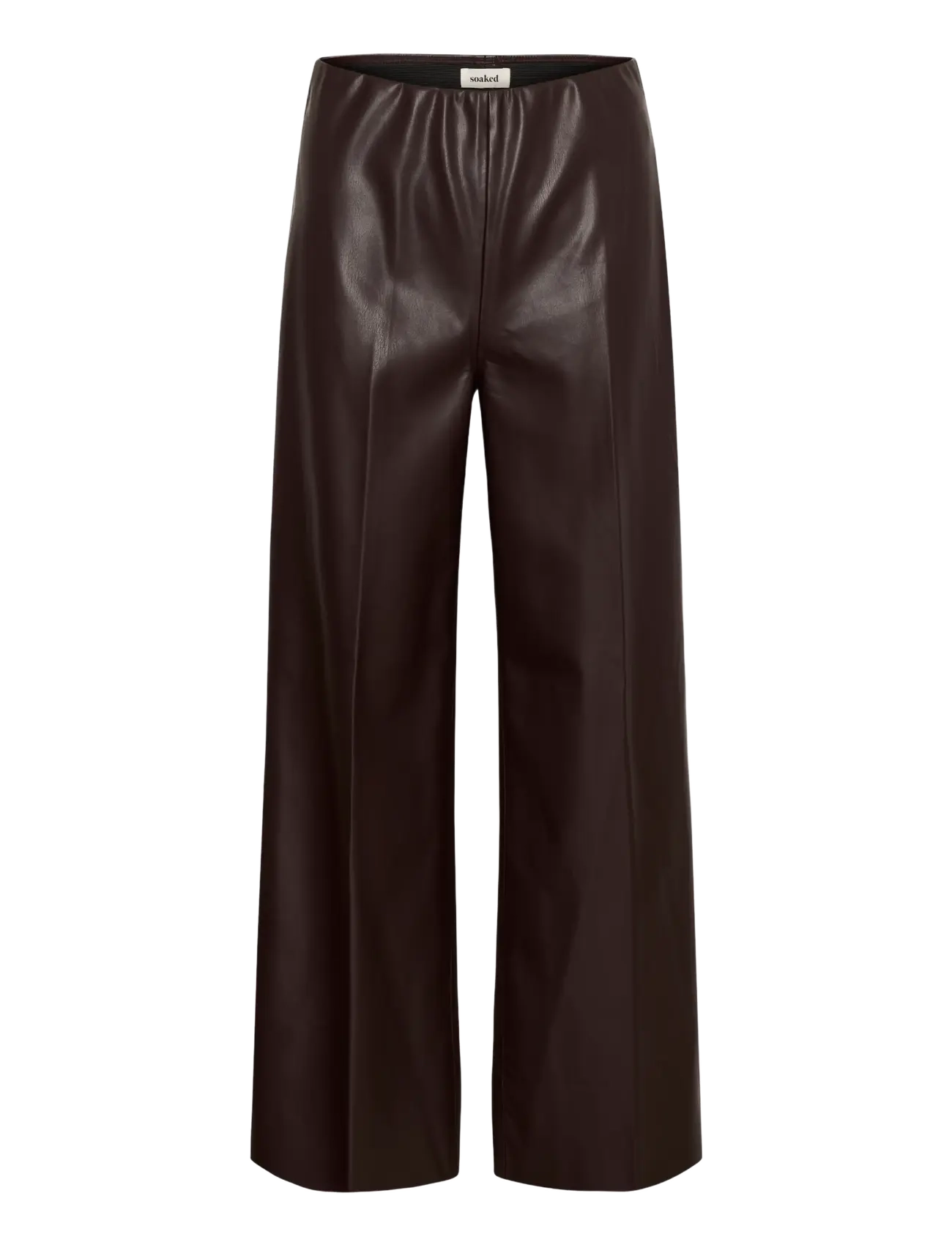 Soaked - SLKaylee Wide Long Pants - leather trousers - chocolate torte - 1