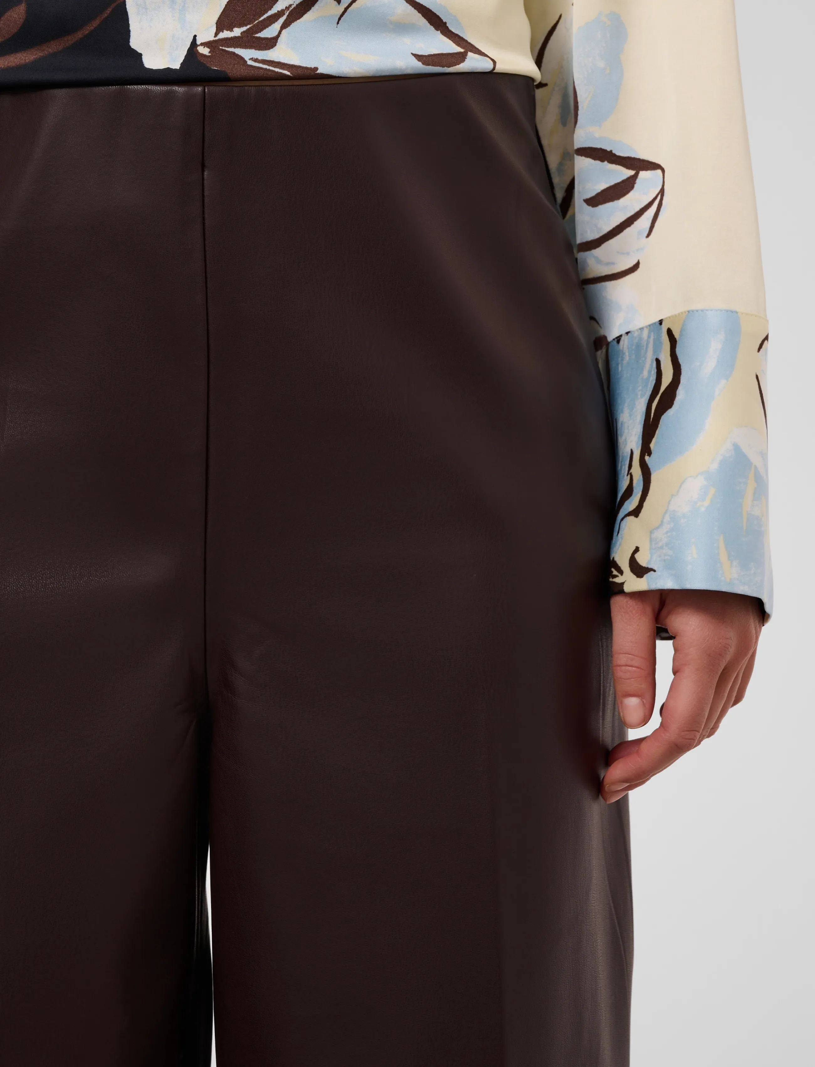 Soaked - SLKaylee Wide Long Pants - leather trousers - chocolate torte - 5