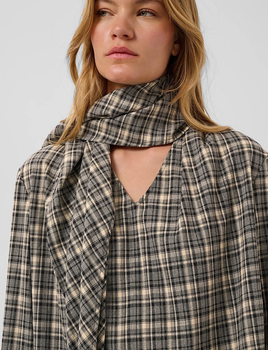 Soaked - SLShiba Blouse - långärmade blusar - black and cream check - 5
