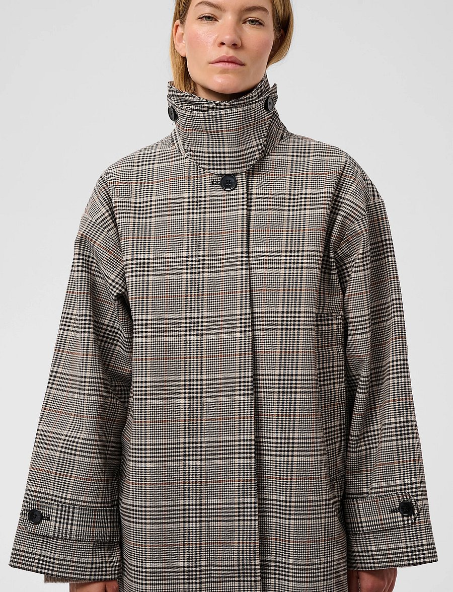 Soaked - SLChecky Cade Coat - trenchcoats - oatmeal check - 5