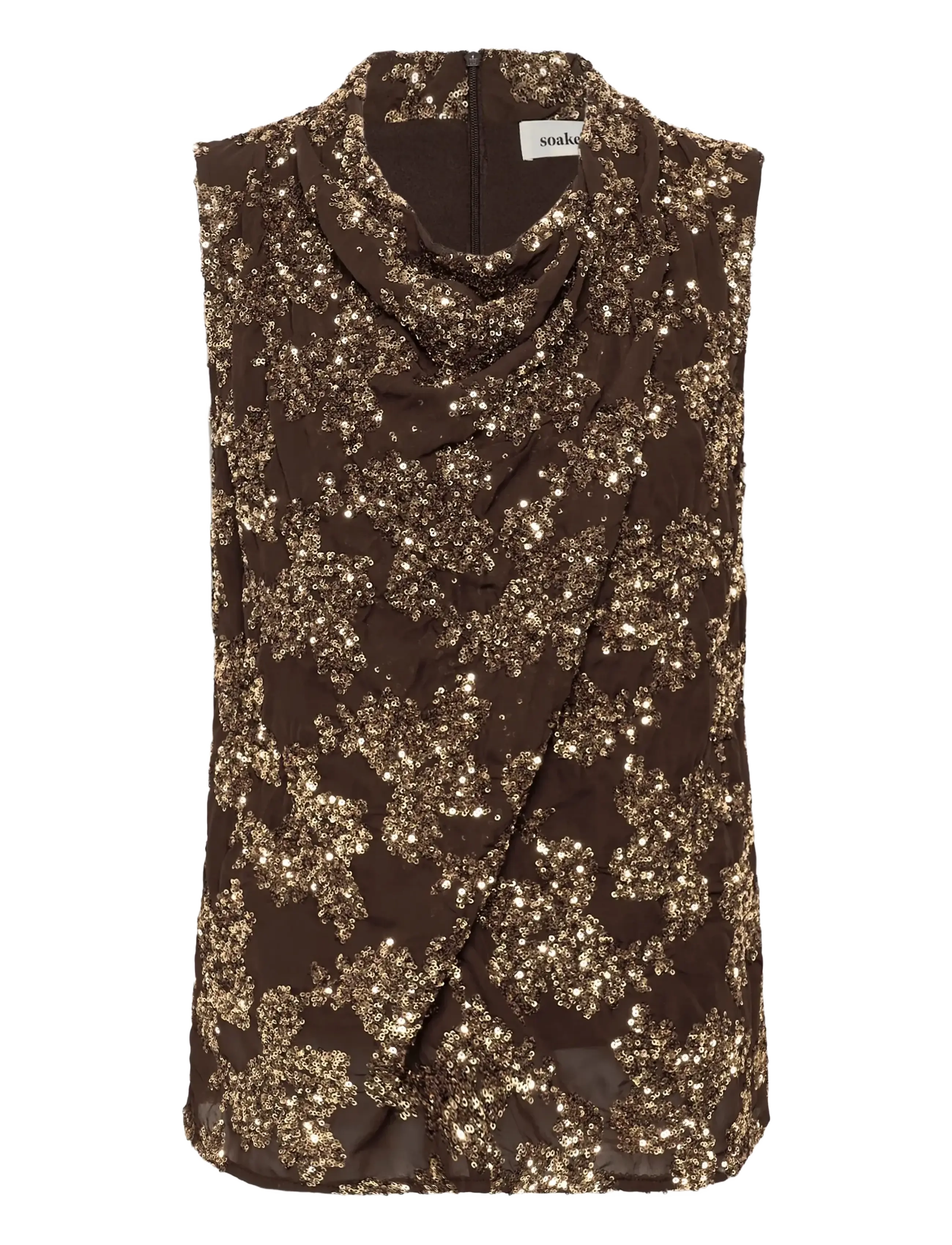 Soaked SLAydea Draped Top - Festtoppe - MOLE' / brown