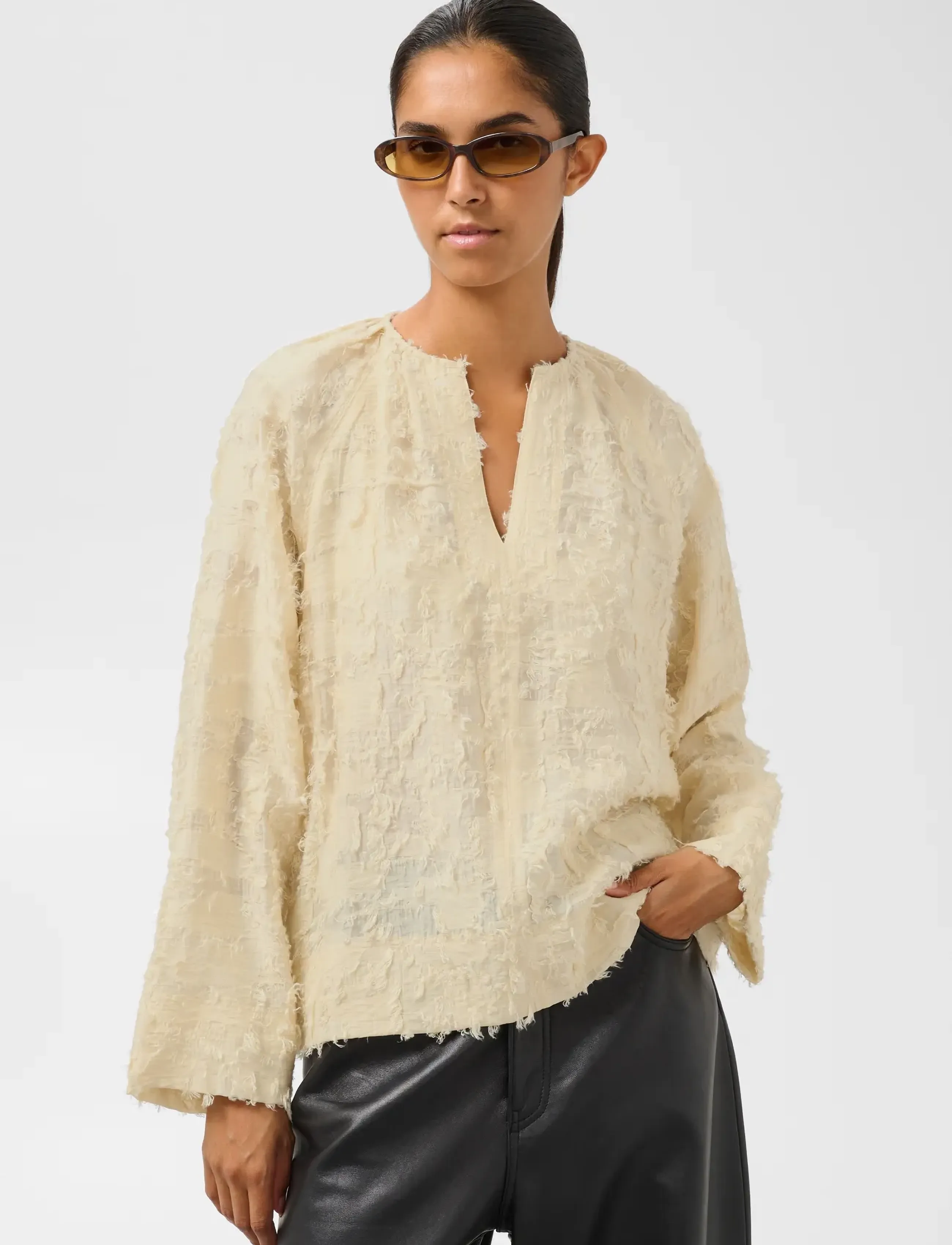 Soaked - SLRochelle Blouse - long sleeved blouses - whisper white - 0