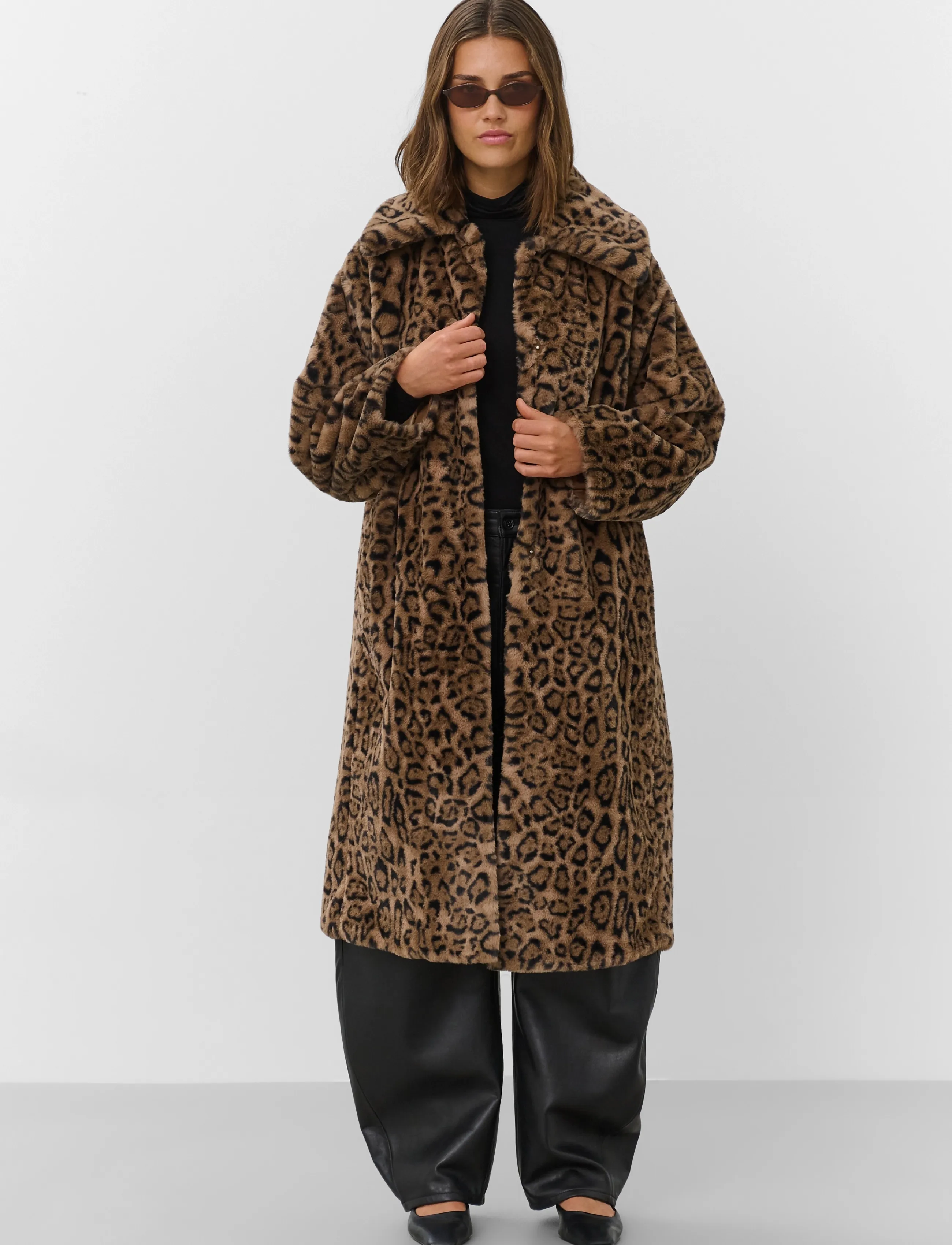 Soaked SLLeona Estacia Coat - Sæsonens farver - PORTABELLA LEOPARD PATTERN / brown