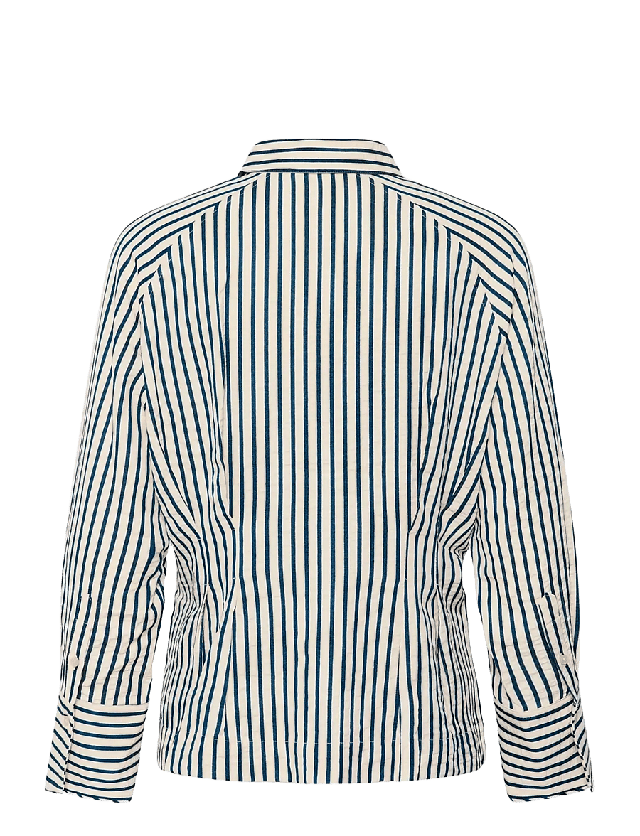 Soaked - SLToledo Pleated Shirt - long-sleeved shirts - stripe white blue - 2