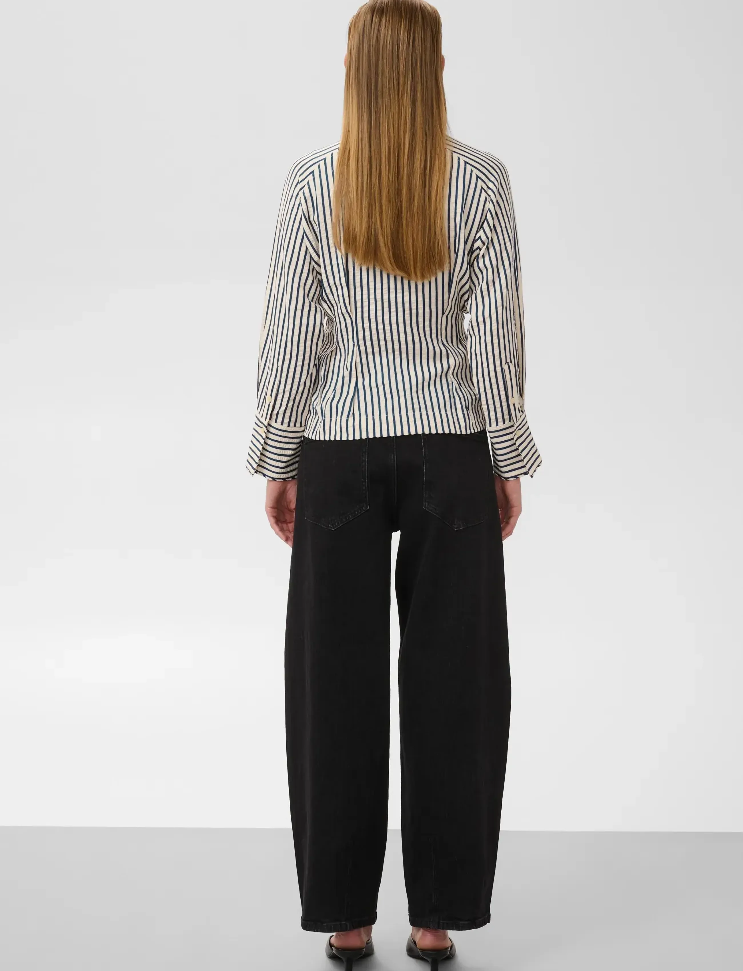 Soaked - SLToledo Pleated Shirt - long-sleeved shirts - stripe white blue - 4