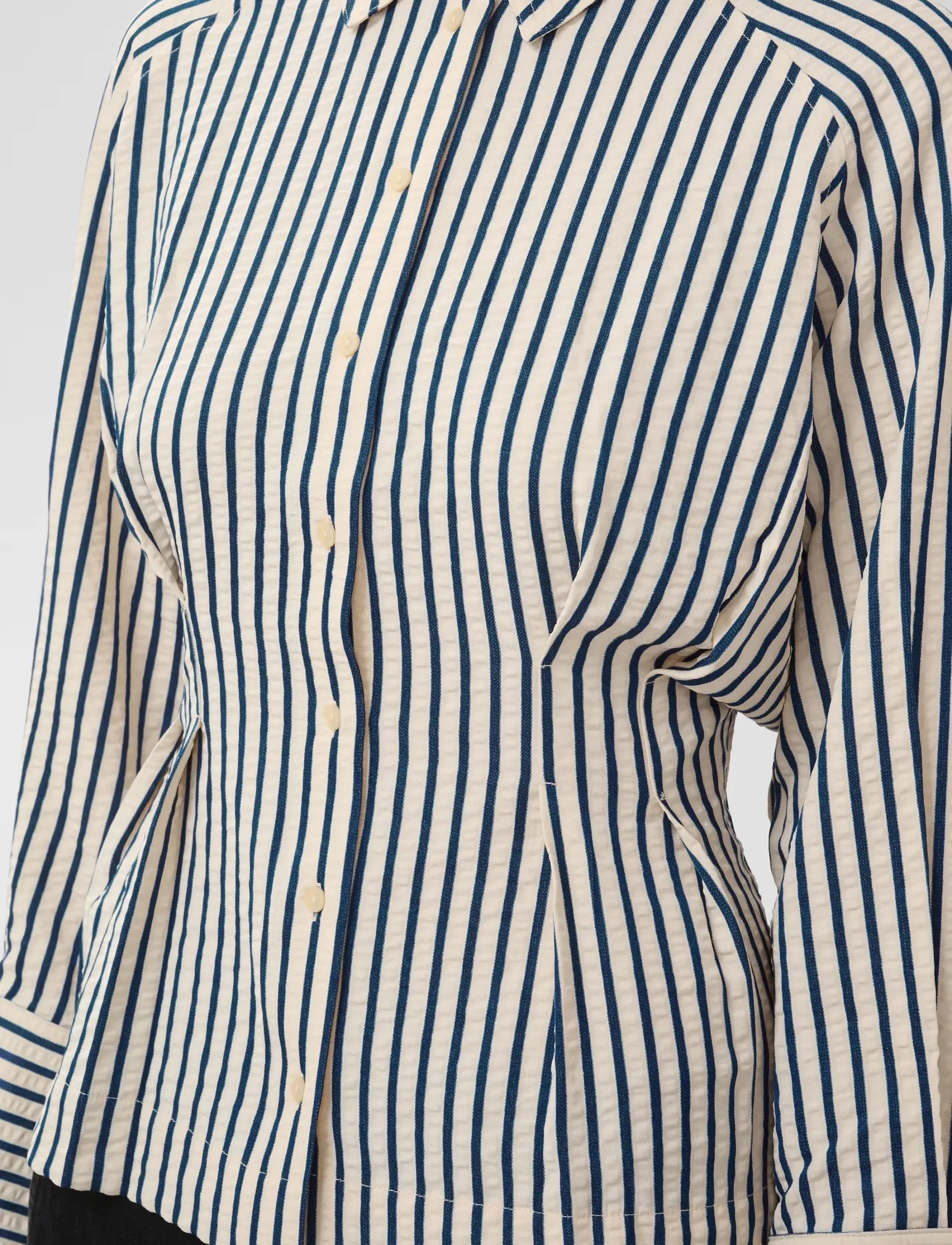 Soaked - SLToledo Pleated Shirt - long-sleeved shirts - stripe white blue - 5