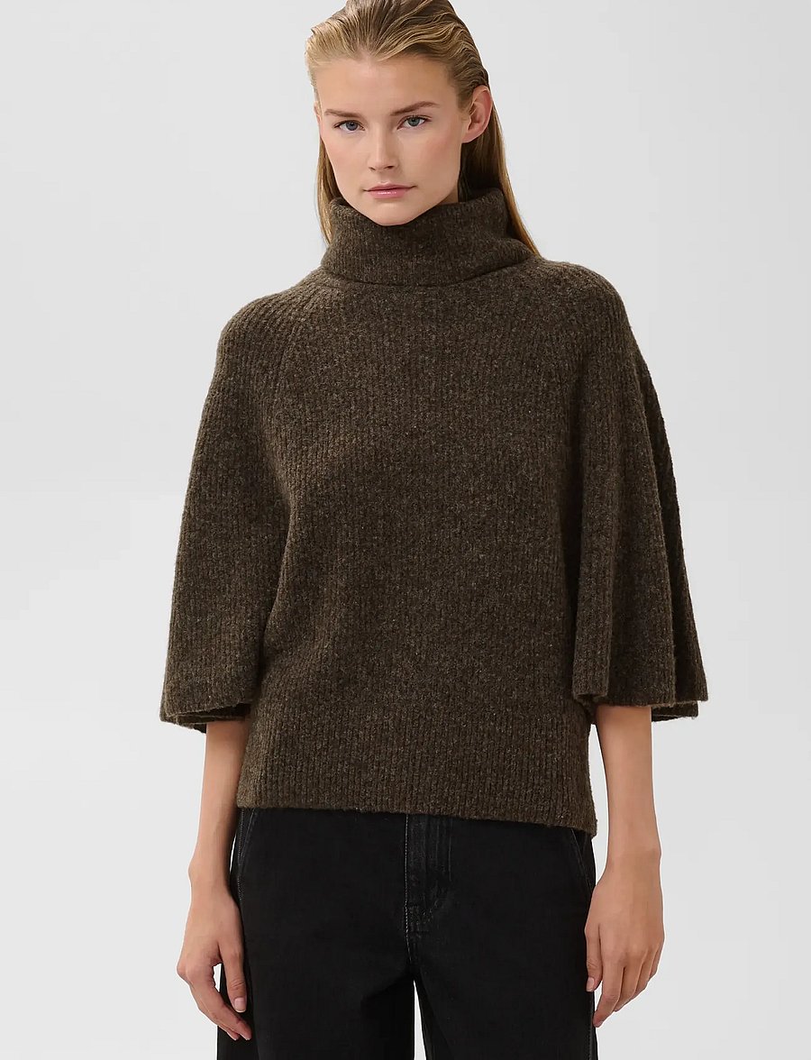 Soaked - SLBean Flare Pullover - jumpers - chocolate brown melange - 0