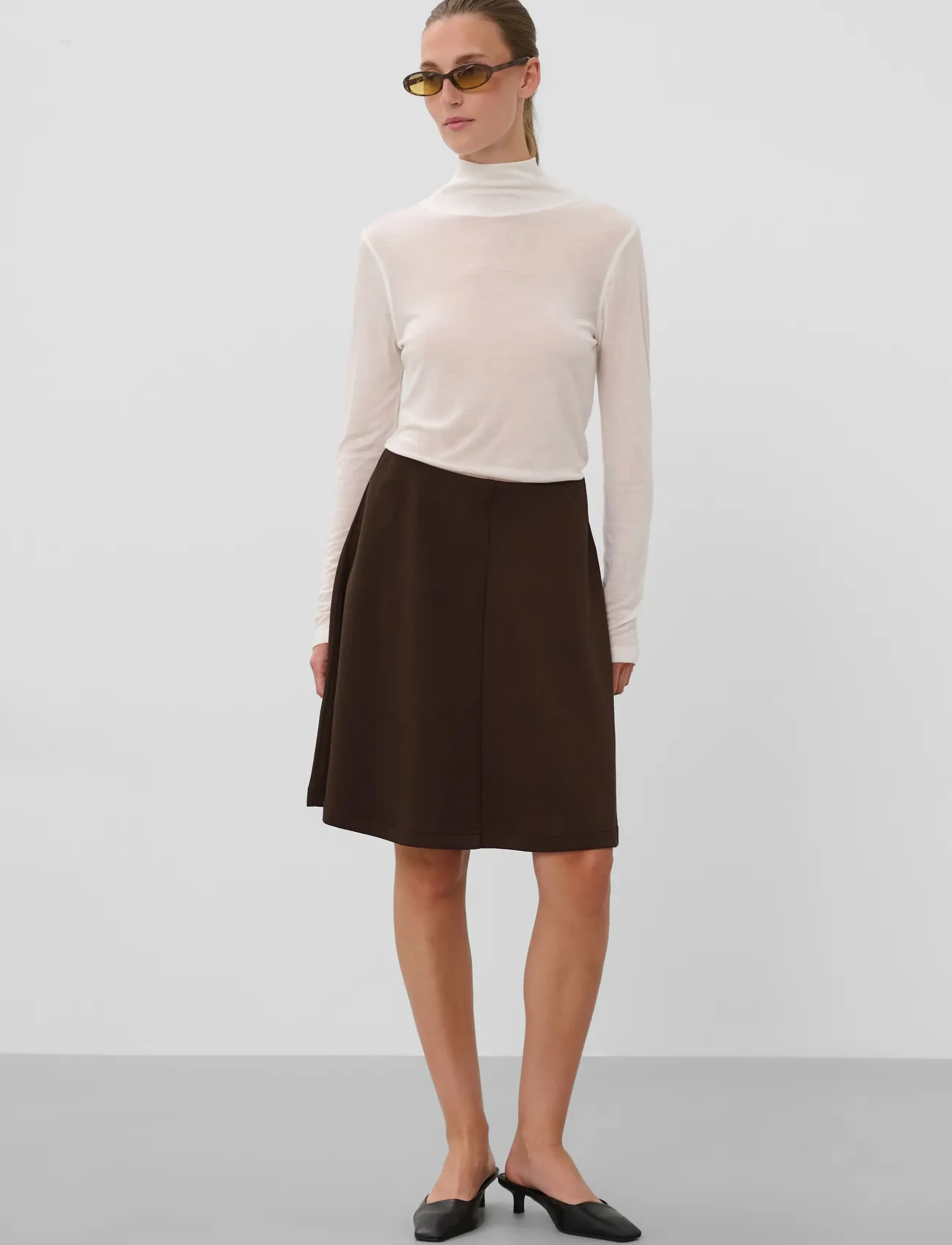 Soaked - SLMarigold Skater Skirt - knitted skirts - chocolate brown - 3
