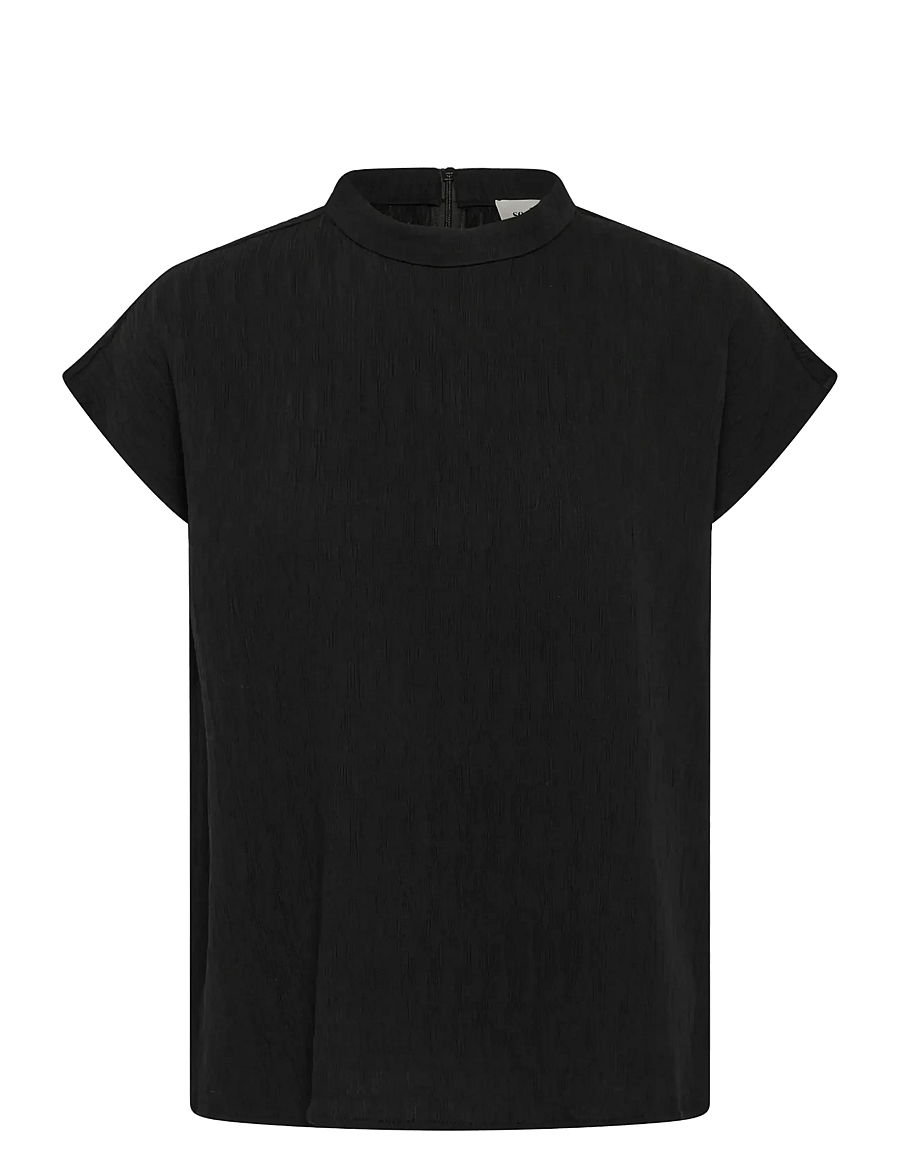 Soaked - SLCevilla Highneck Blouse - short-sleeved blouses - black - 1