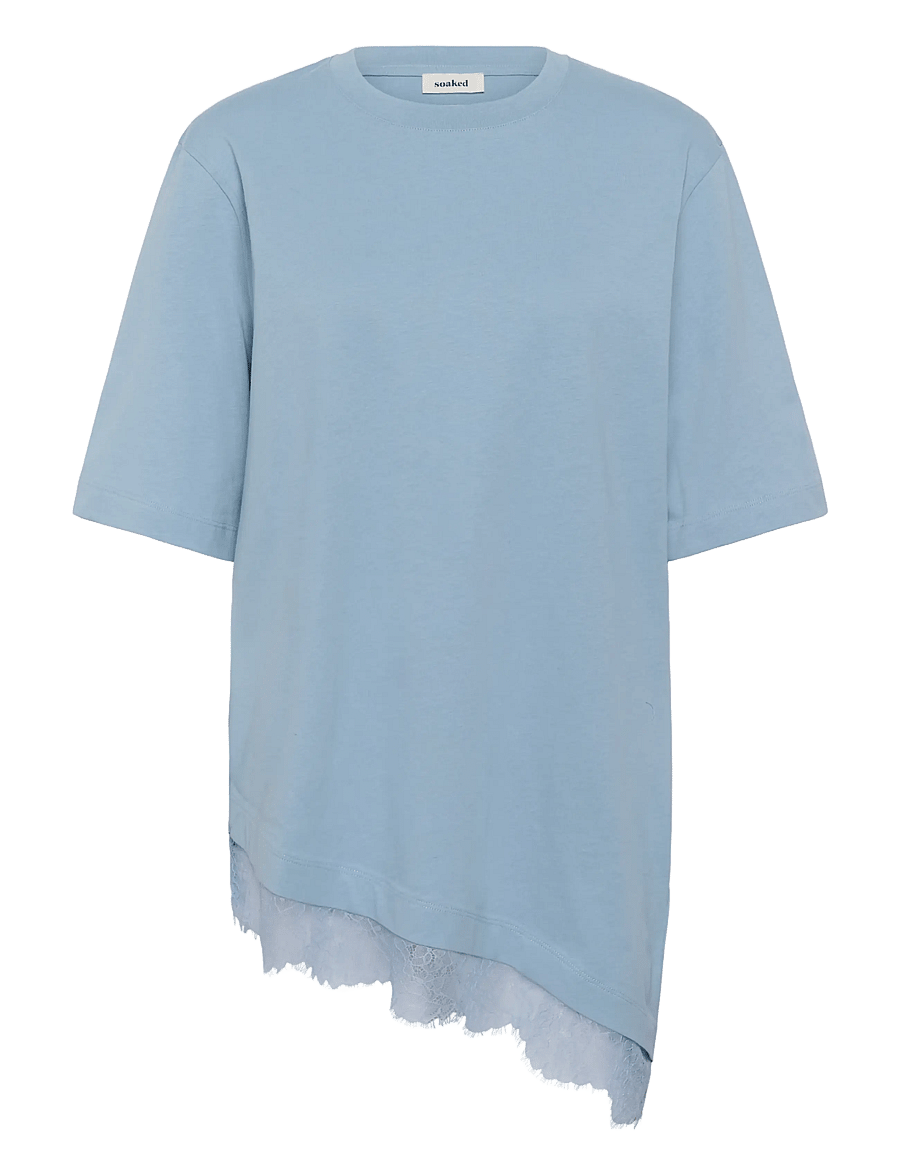 Soaked - SLJina Lace Tee - t-shirts - ashley blue - 1