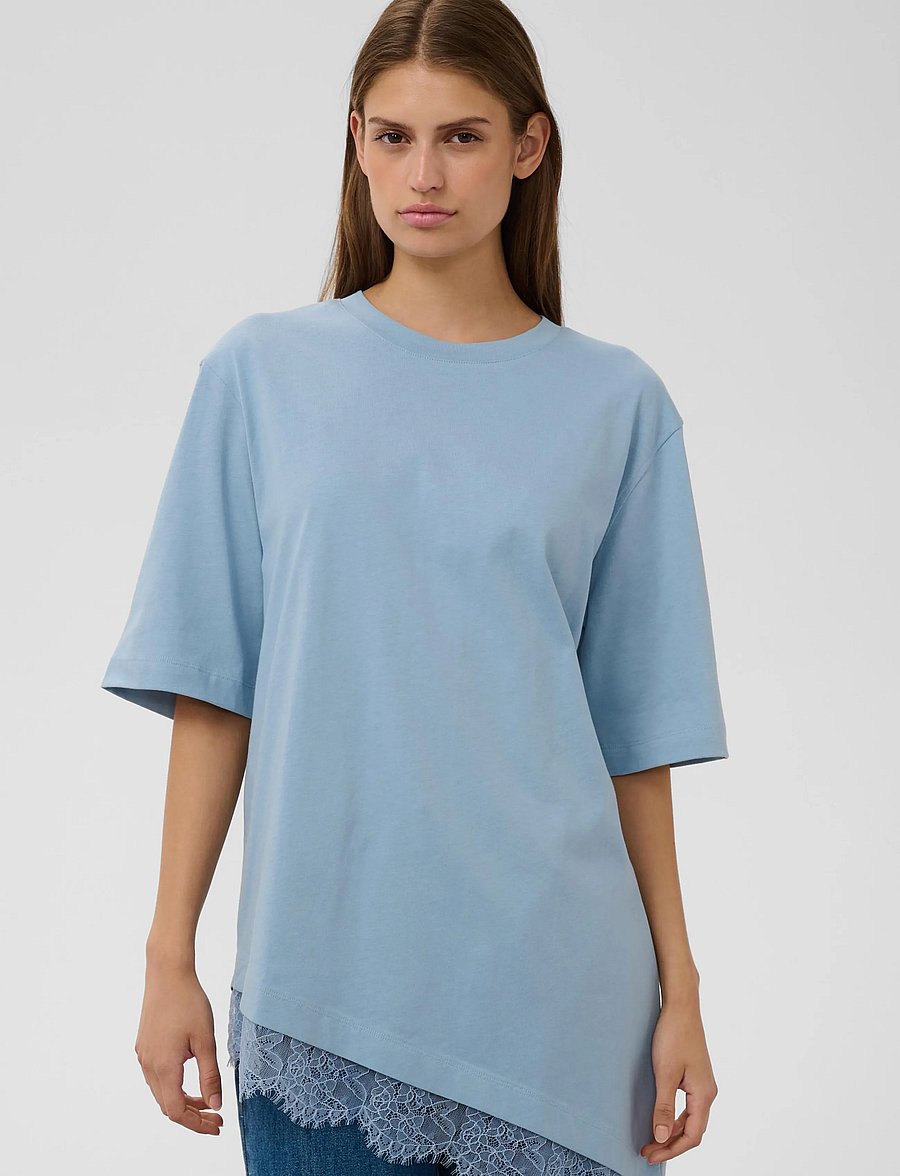 Soaked - SLJina Lace Tee - t-shirts - ashley blue - 0